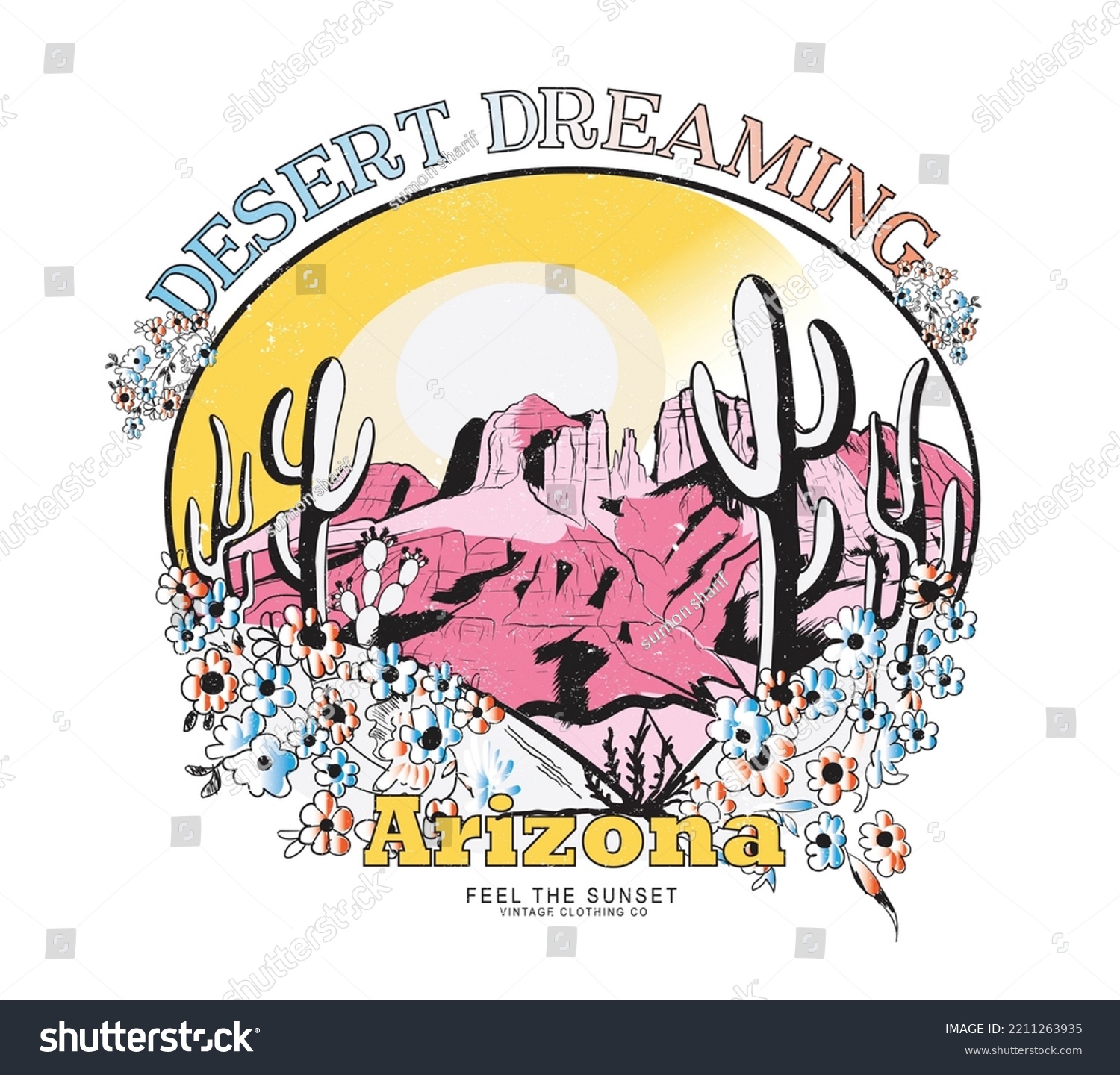 Desert Dreaming Arizona Feel Sunset Arizona Stock Vector (Royalty Free ...