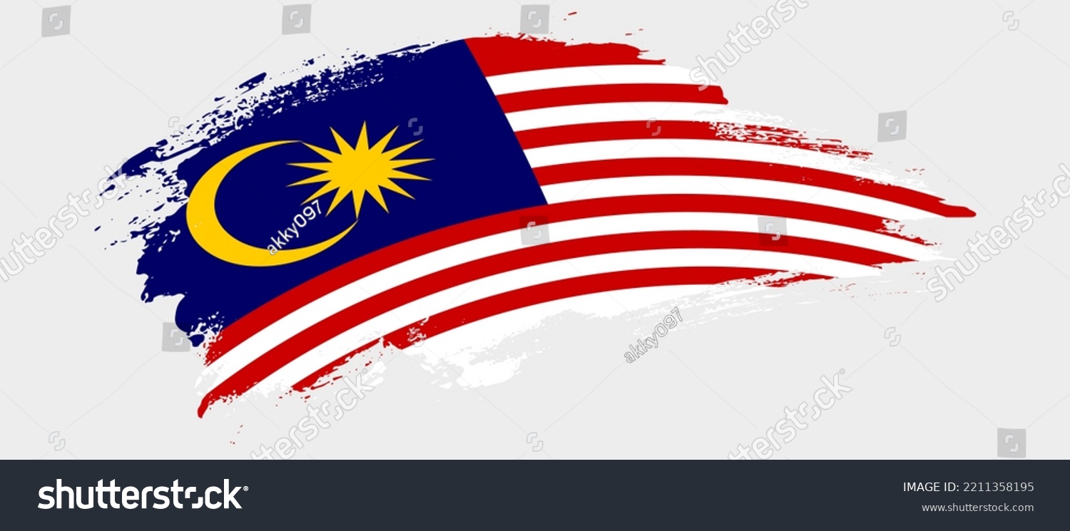 National Flag Malaysia Curve Stain Brush Stock Vector (Royalty Free ...