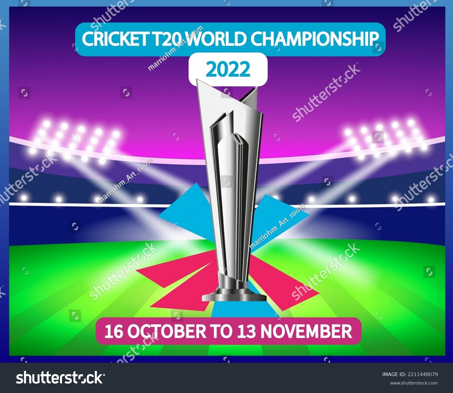 Cricket T20 World Championship Trophy Stadium Stock Vector Royalty Cricket T20 World Championship Trophy Stadium Stock Vector Royalty