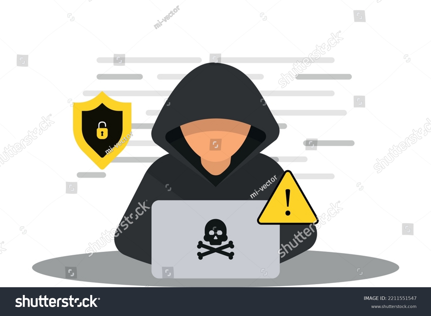 Hacker Cyber Criminal Laptop Hacker Black Stock Vector (Royalty Free ...