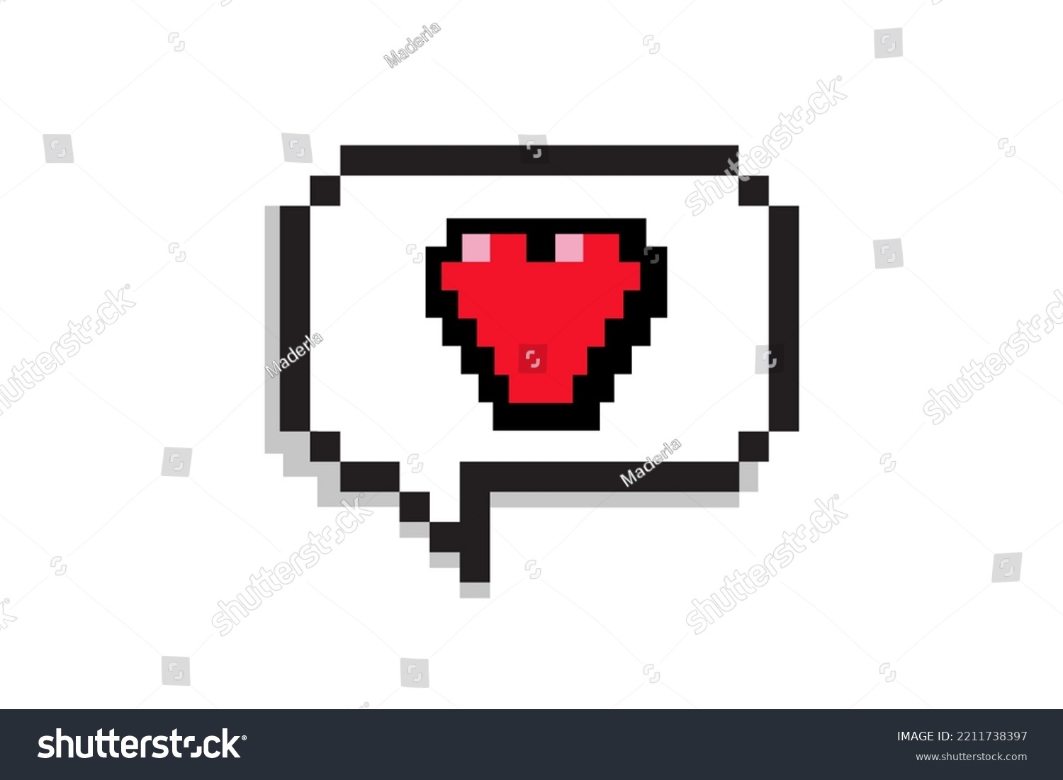 Pixel Art 8bit Heart Speech Bubble Stock Vector (Royalty Free ...