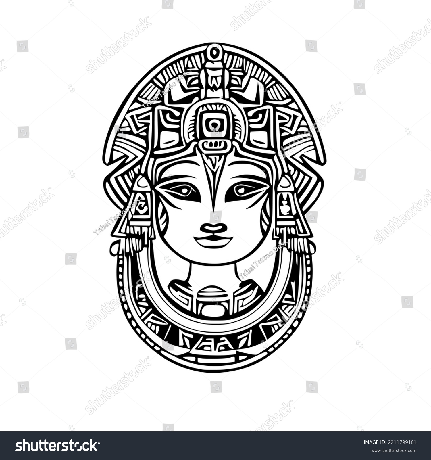 Goddess Mayan Tribal Tattoo Design Vector Stock Vector (Royalty Free ...