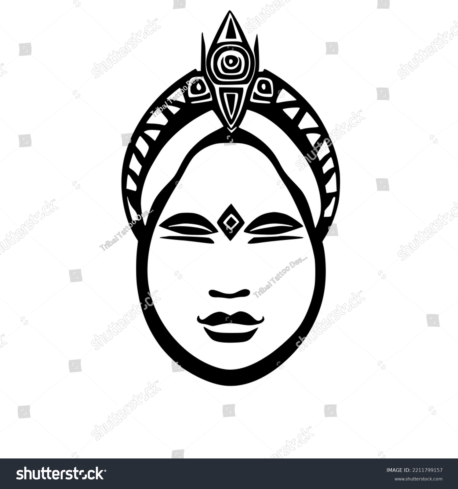 Goddess Mayan Tribal Tattoo Design Vector Stock Vector (Royalty Free ...