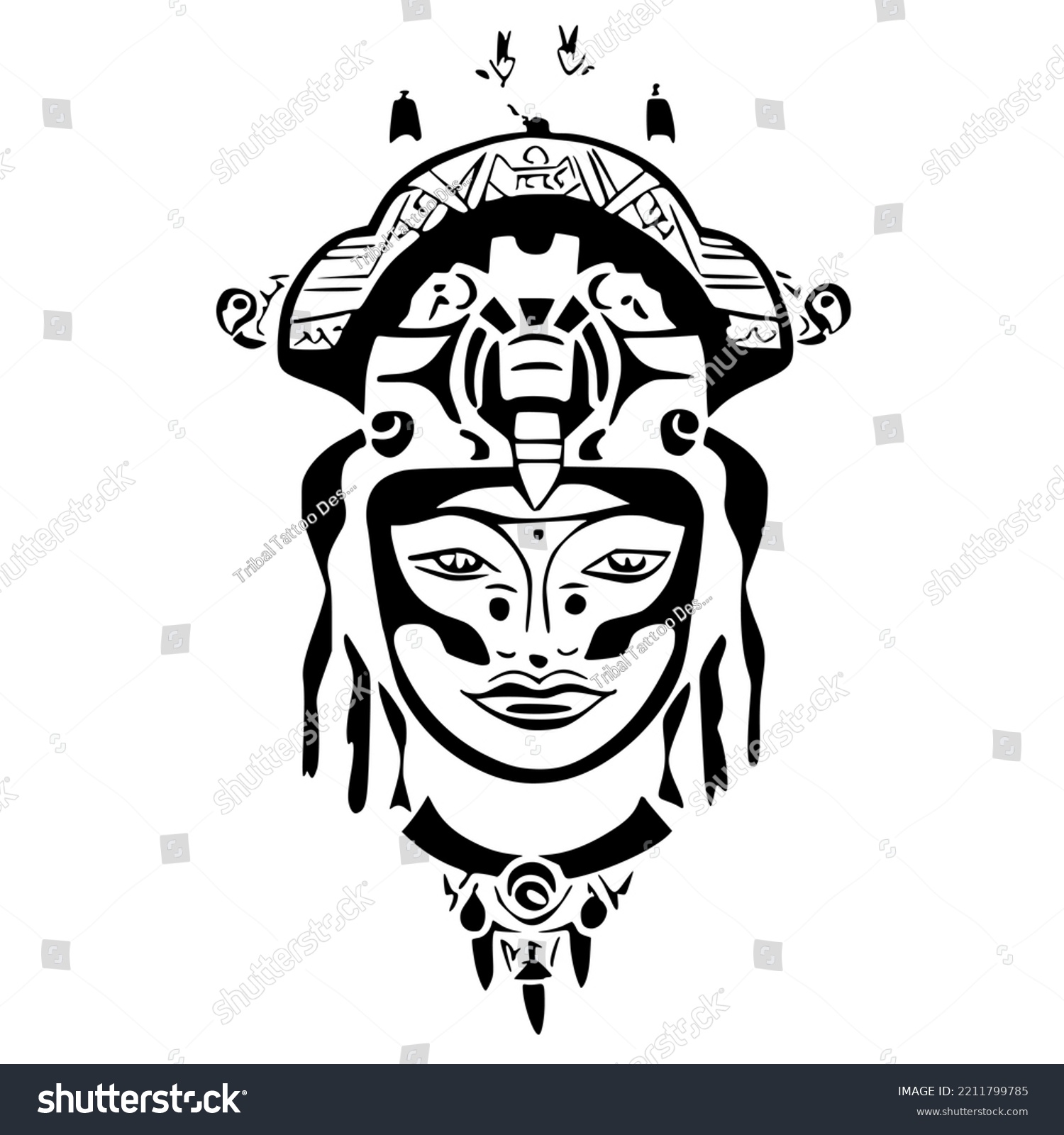 Goddess Mayan Tribal Tattoo Design Vector Stock Vector (Royalty Free ...