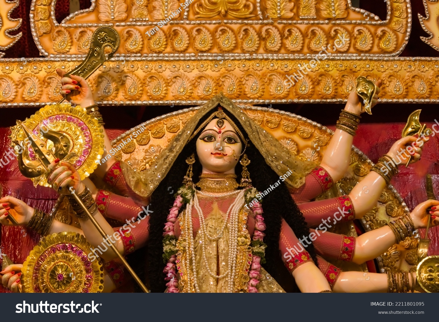 Idol Goddess Durga During Durga Puja Stock Photo 2211801095 | Shutterstock