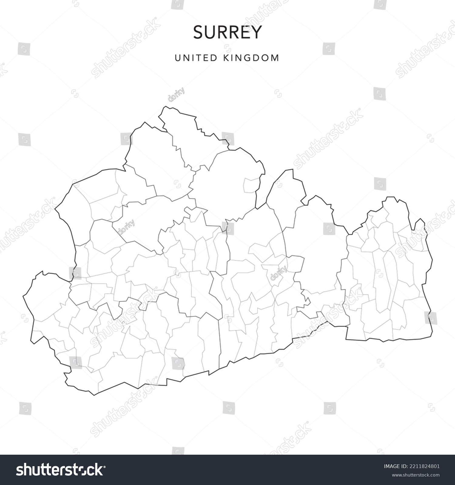 Administrative Map Surrey County Districts Civil Stock Vector Royalty Free 2211824801 6324