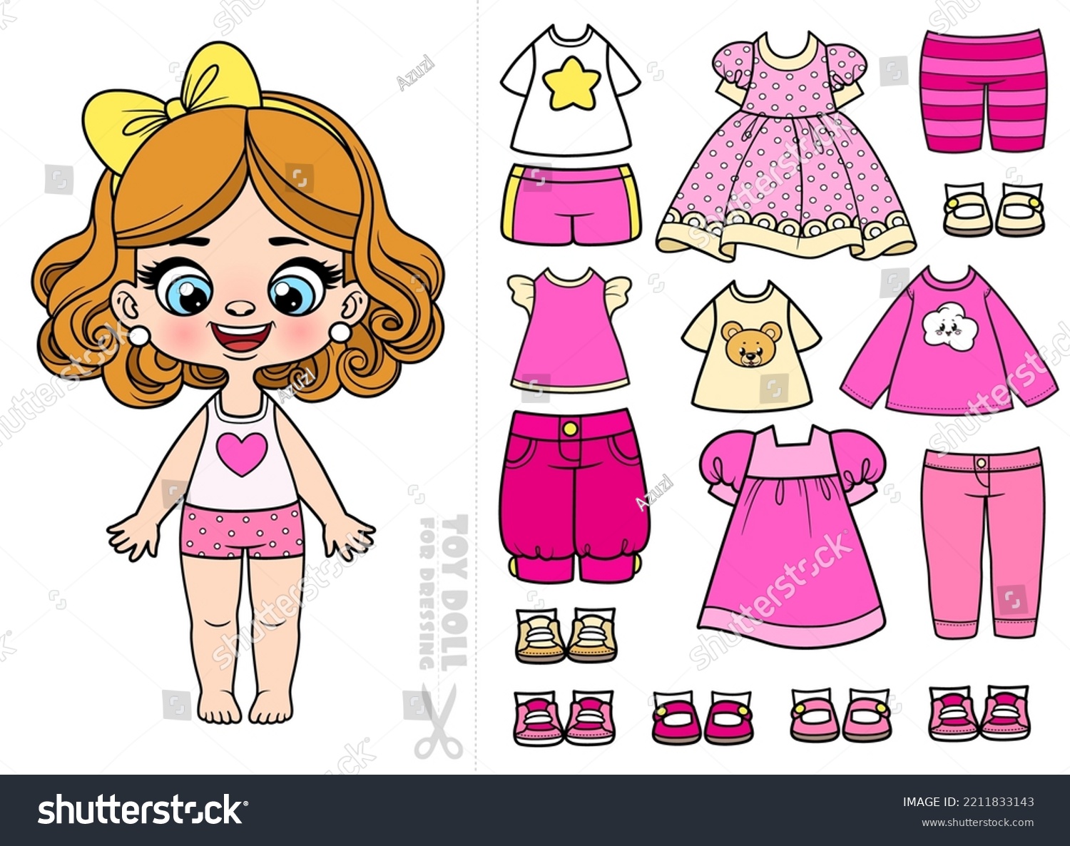 Cute Cartoon Girl Underwear Set Pink Stock Vector (Royalty Free ...