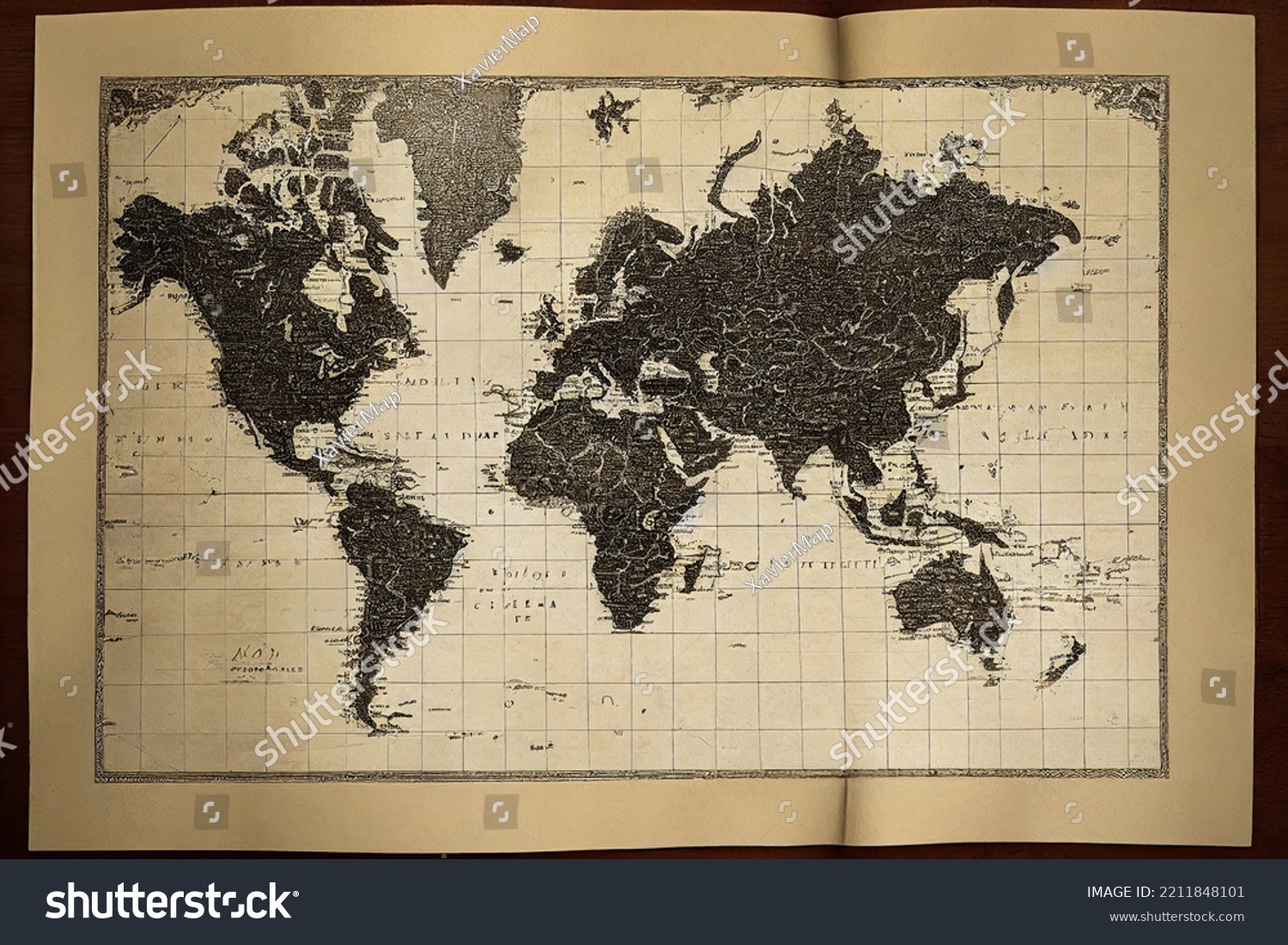 Antique 18th Century World Map On Stock Illustration 2211848101