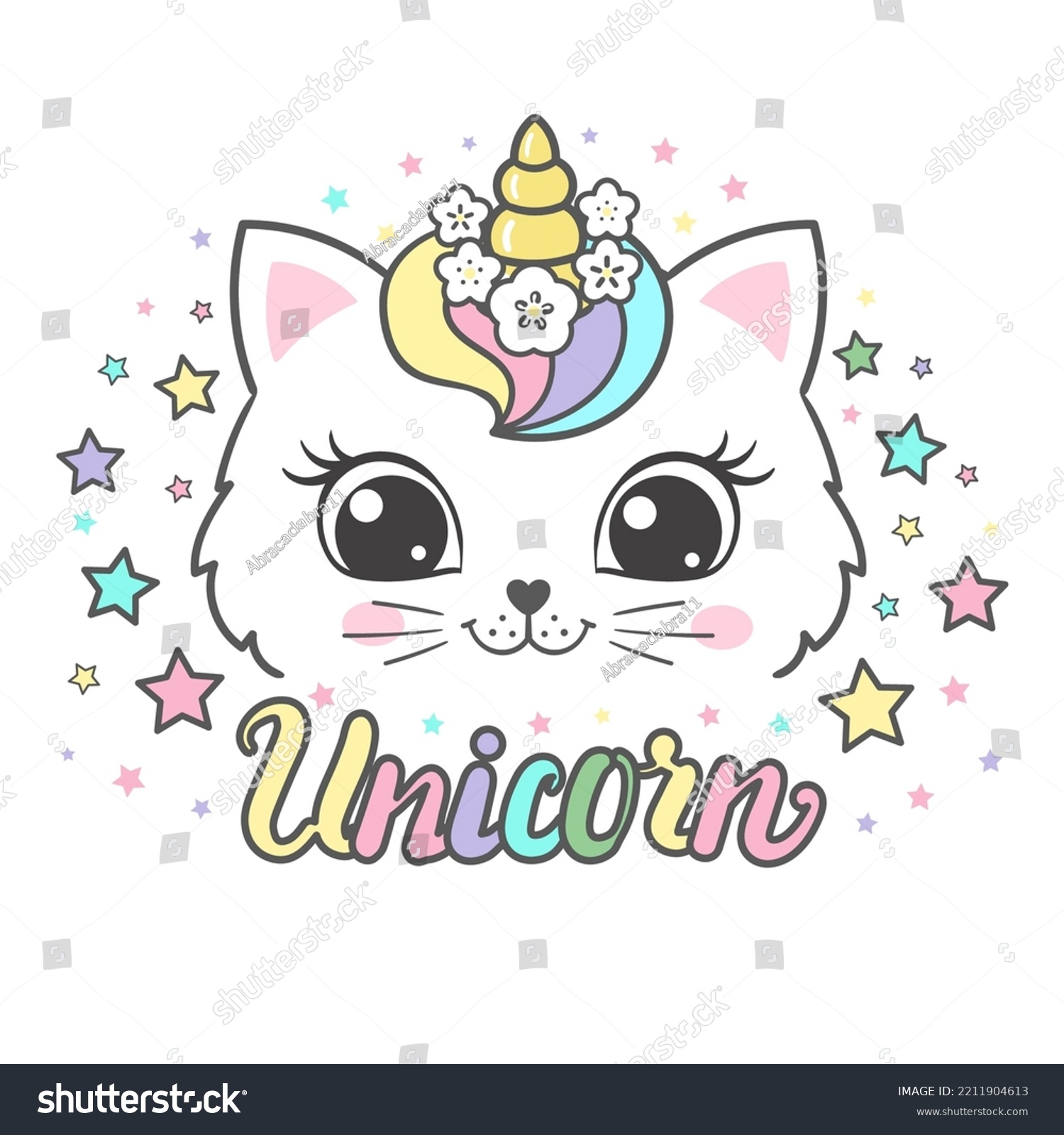 Muzzle Unicorn Cat Rainbow Mane Wreath Stock Vector (Royalty Free ...