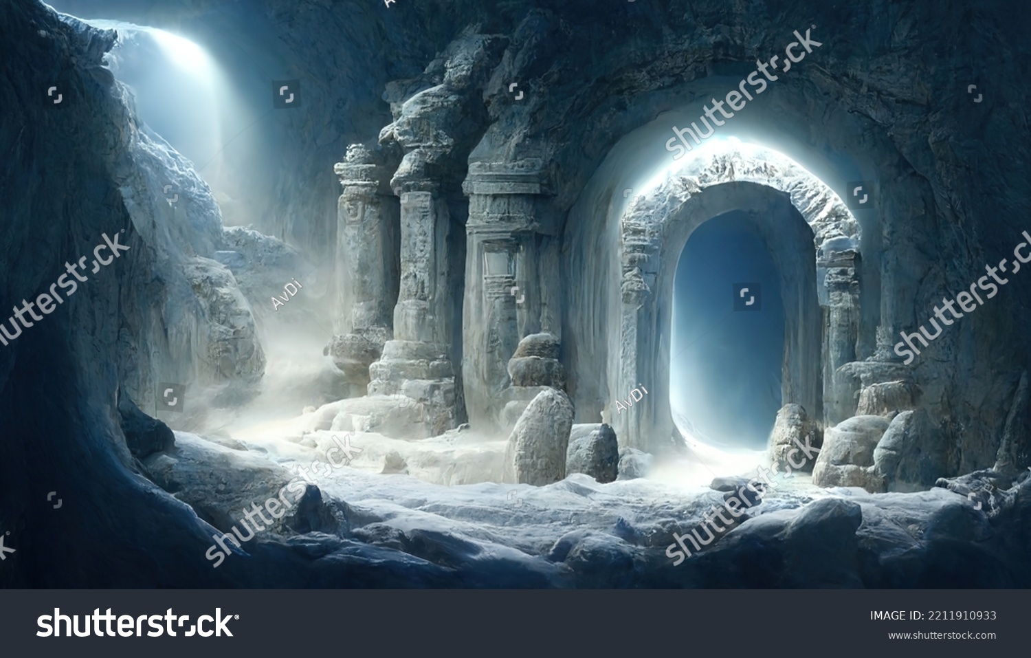 Portal Stone Arch Magical Symbols Mountain Stock Illustration ...