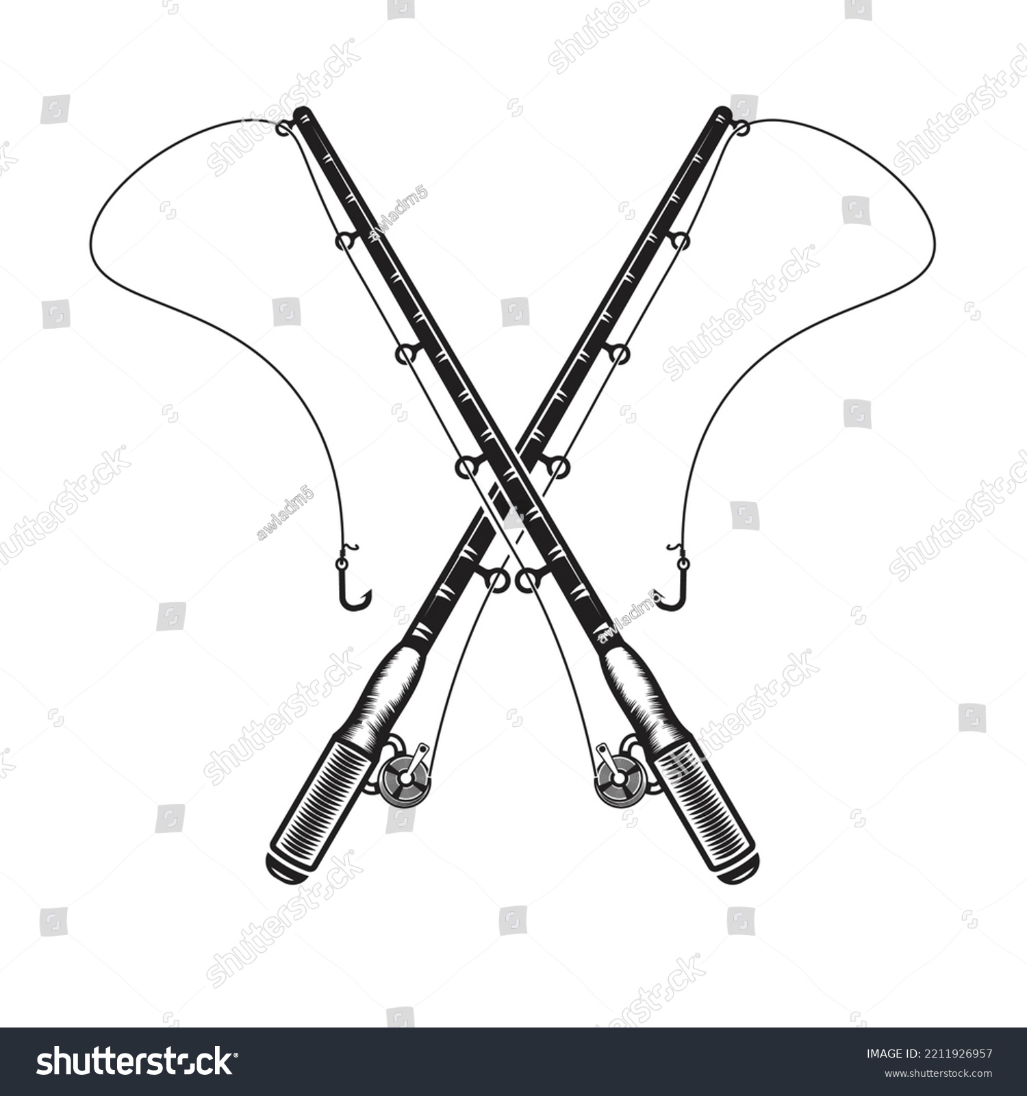 Fishing Stick Rod Hook Vector Design Stock Vector (Royalty Free ...