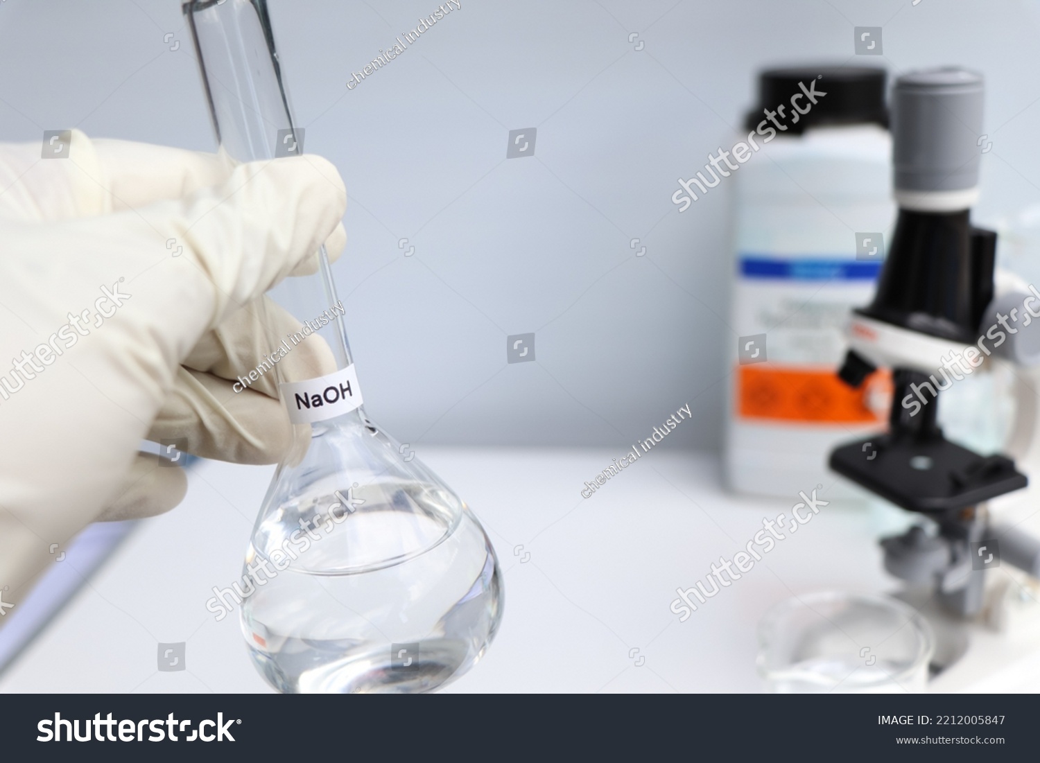 Sodium Hydroxide Glass Chemical Laboratory Industry Stock Photo ...