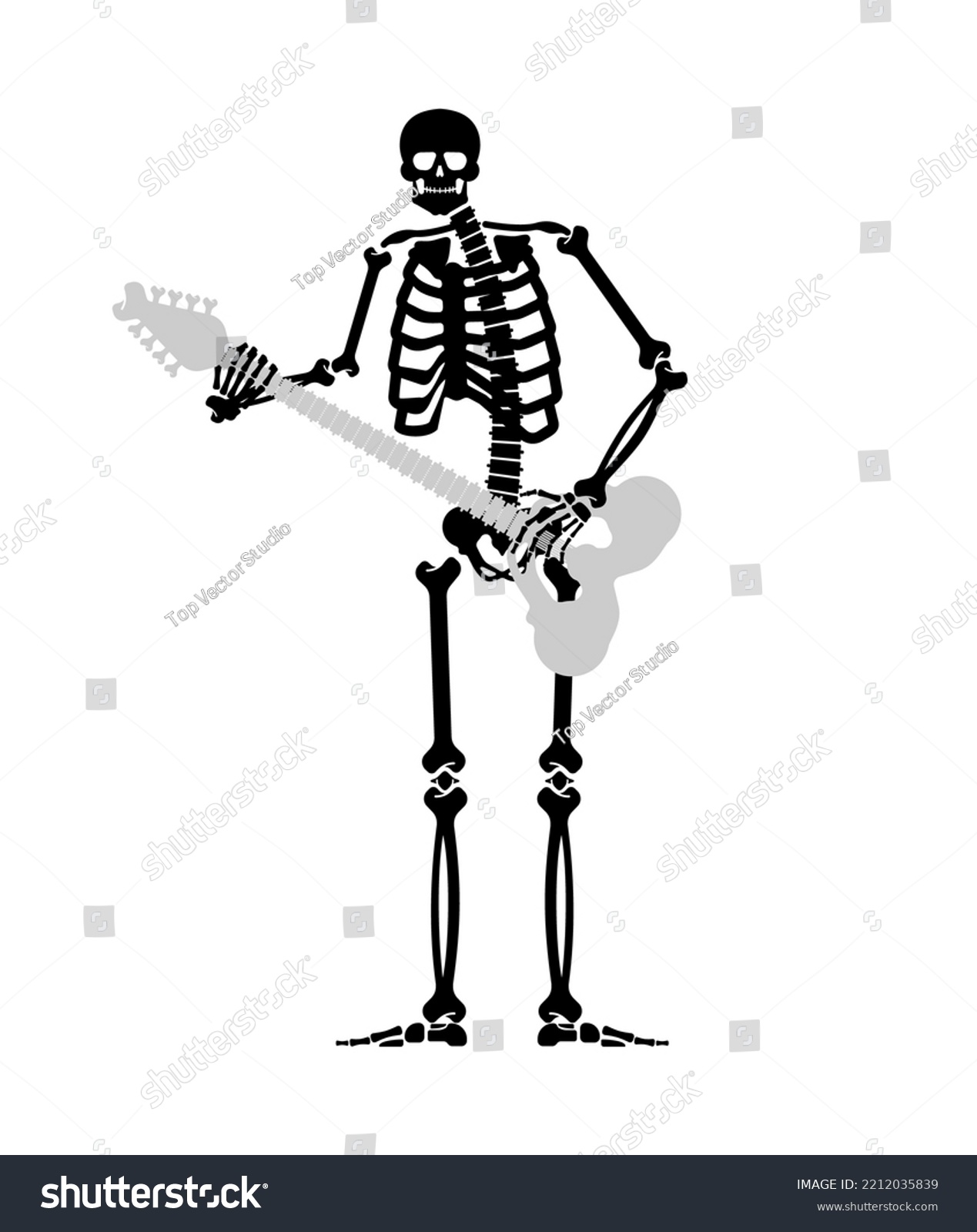 Skeleton Guitar Skeleton Musician Electric Guitar Stock Vector (Royalty ...