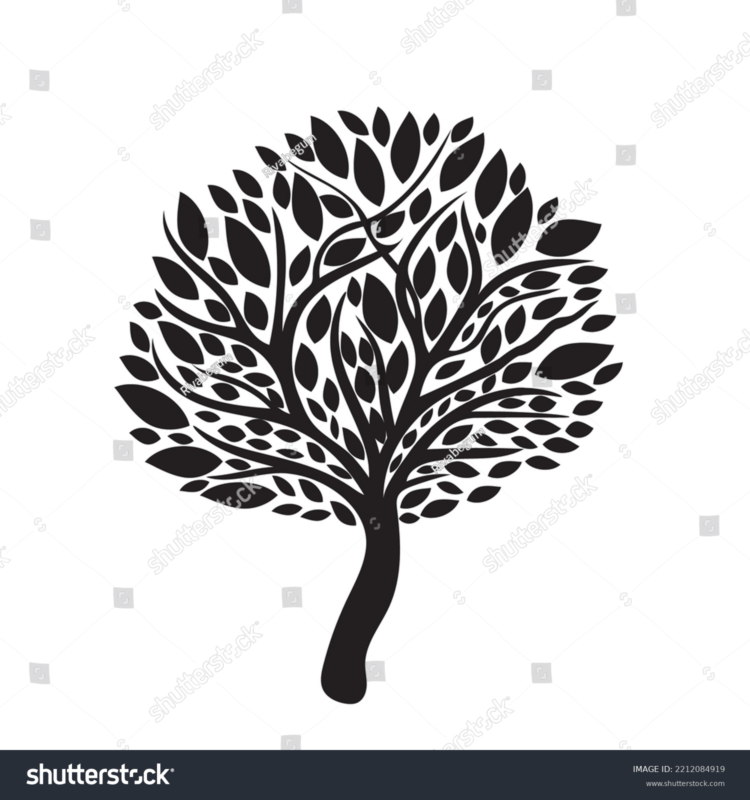 Abstract Black Tree Leaves Illustration Vector Stock Vector (Royalty ...