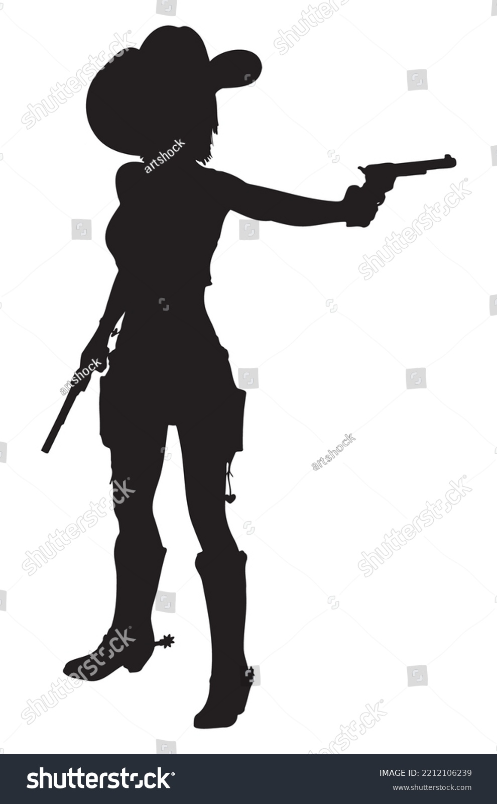 Abstract Silhouette Cowgirl Revolvers Illustration Stock Vector ...