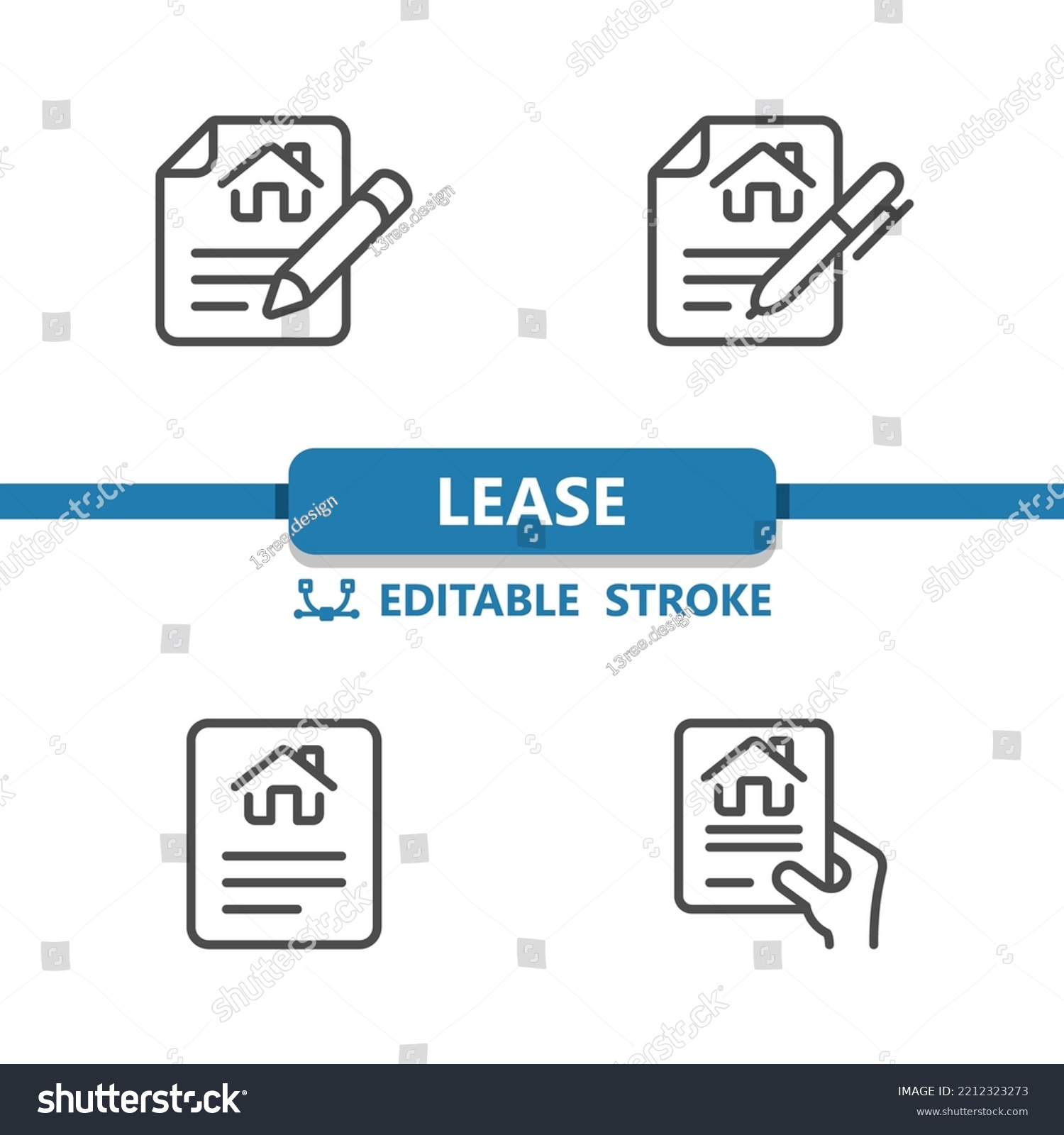 Lease Agreement Icons Mortgage Contract Document Stock Vector (Royalty ...