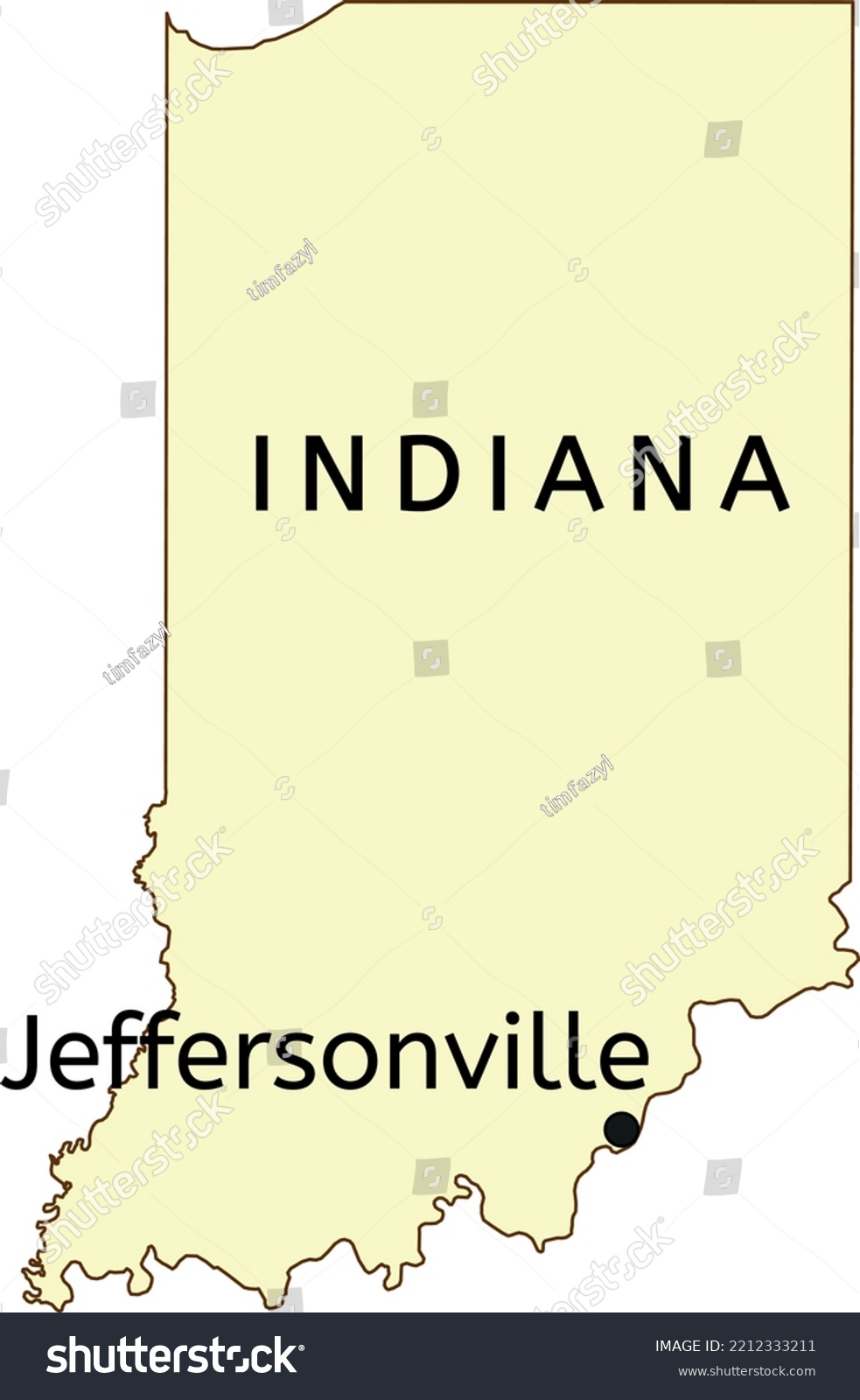 Jeffersonville City Location On Indiana Map Stock Vector (Royalty Free ...