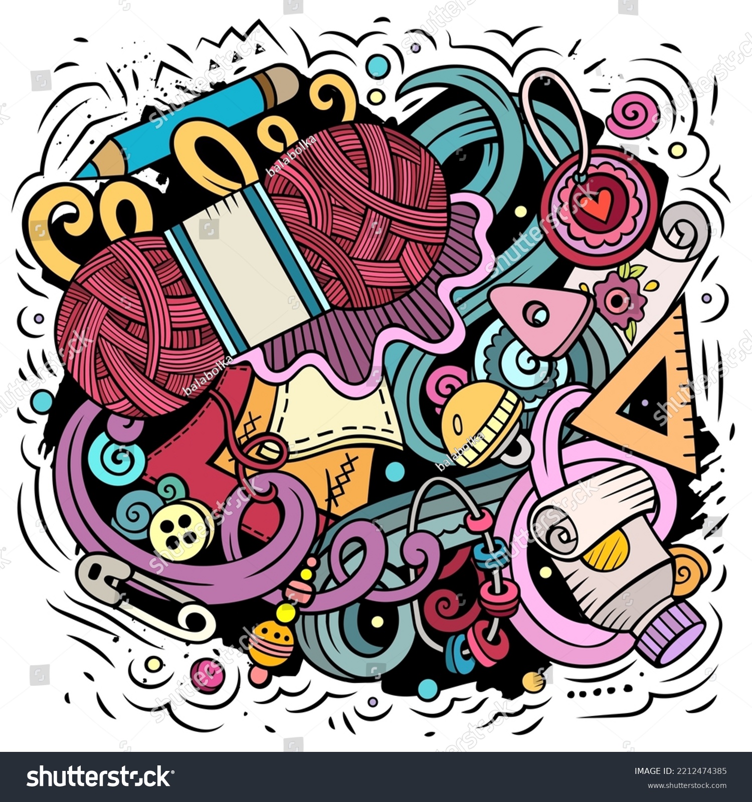 Handmade Cartoon Vector Illustration Colorful Detailed Stock Vector ...