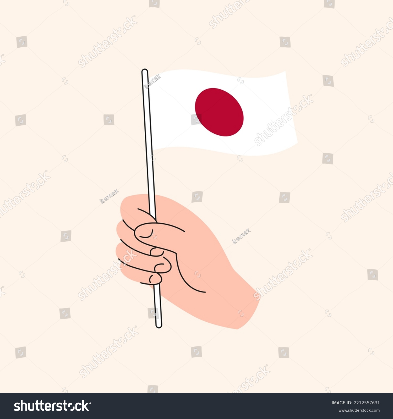 Cartoon Hand Holding Japanese Flag Flag Stock Vector (Royalty Free ...