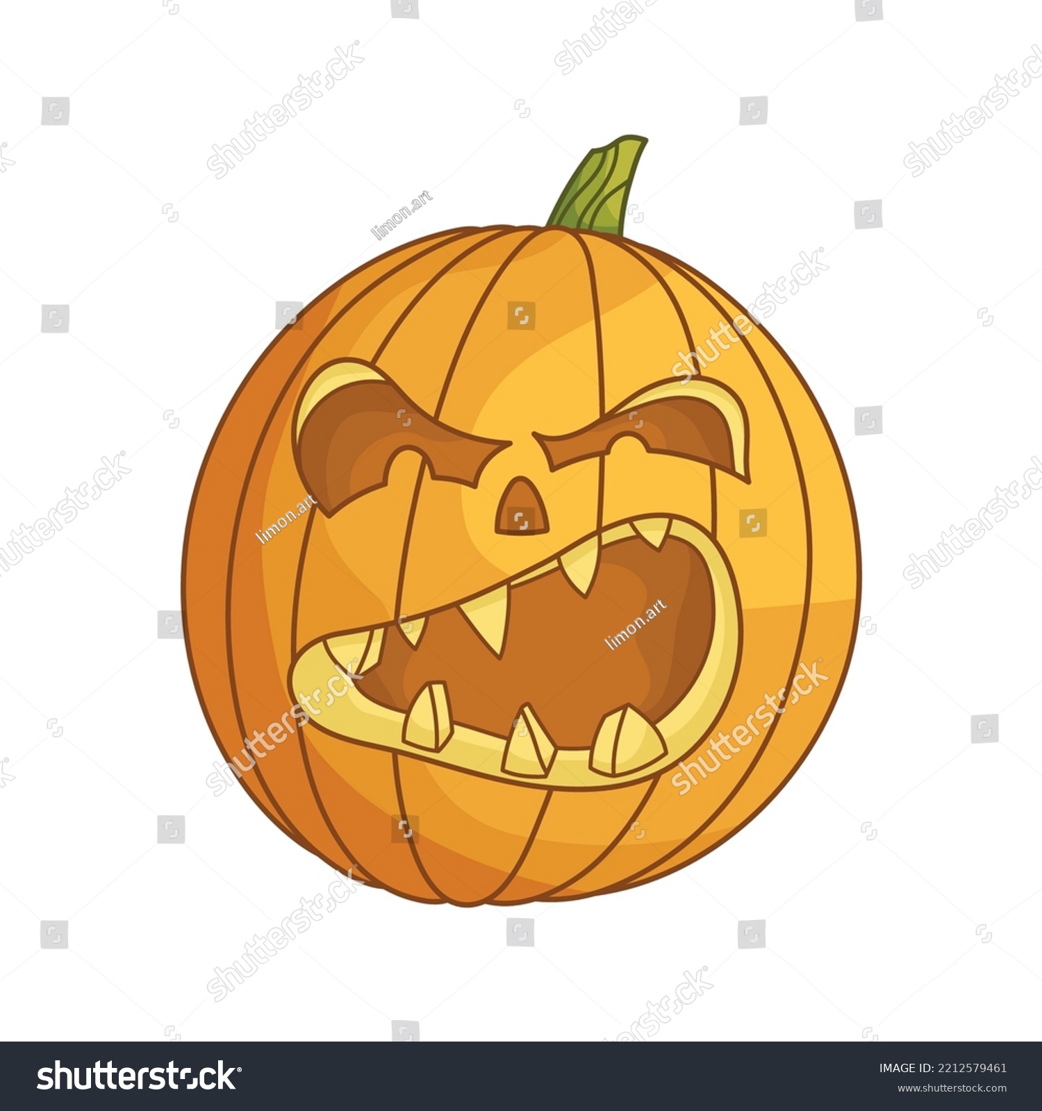 Scary Jackolantern Pumpkin Head Screams Traditional Stock Vector ...