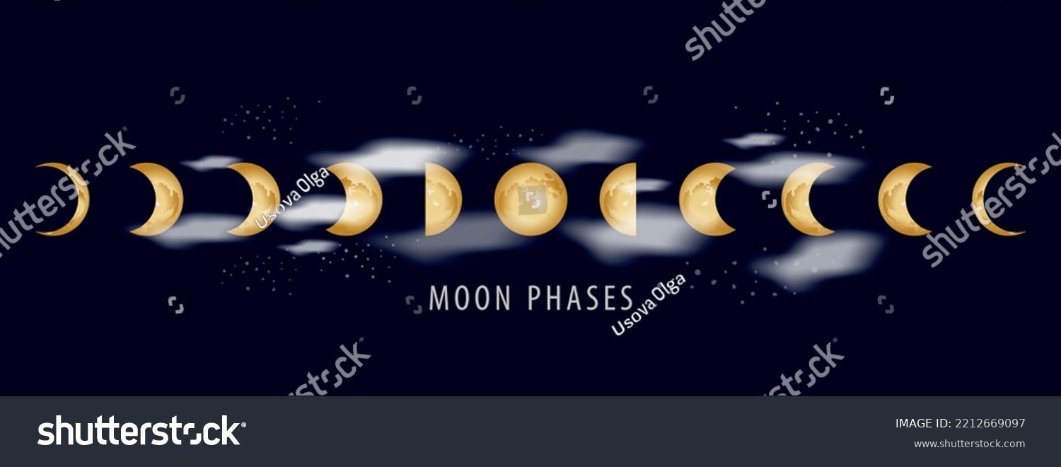 Movements Moon Phases Realistic Illustration On Stock Vector Royalty