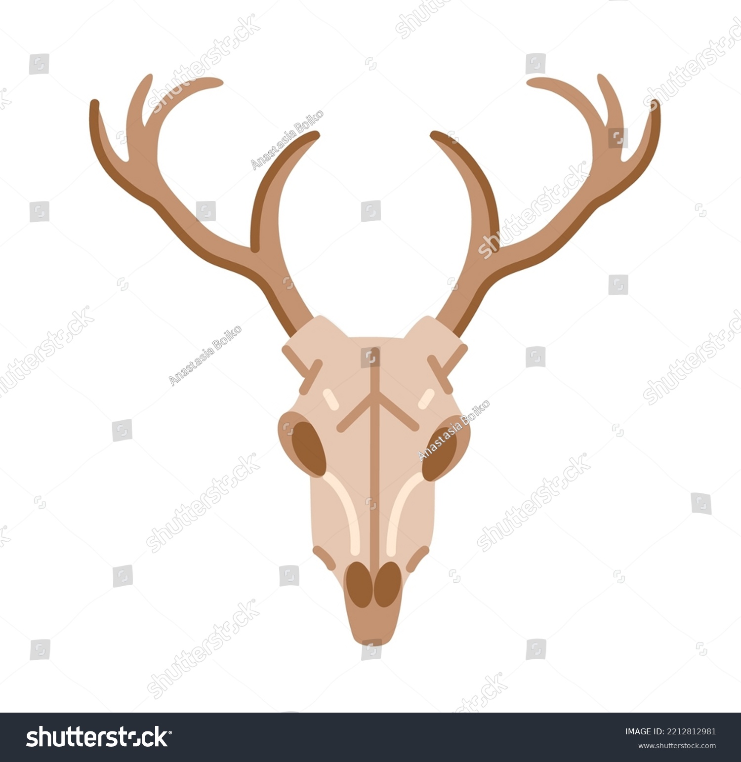 Deer Skull Front View Cartoon Hand Stock Vector (Royalty Free ...