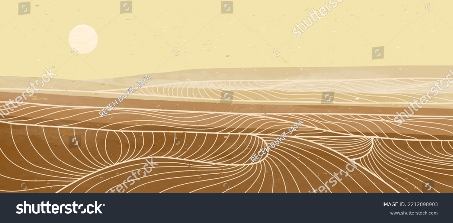 Desert Landscape Line Art Print Abstract Stock Vector (Royalty Free ...