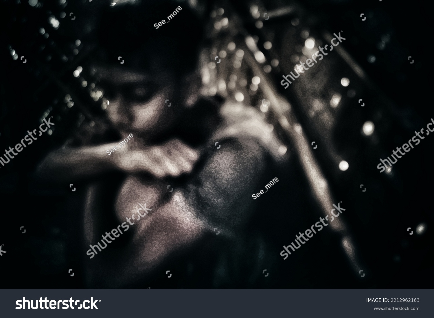 Depressed Hopeless Indian Asian Tribe Boy Stock Illustration 2212962163   Stock Photo Depressed And Hopeless Indian Or Asian Tribe Boy Alone In The Dark In White Tone Village Real Life 2212962163 