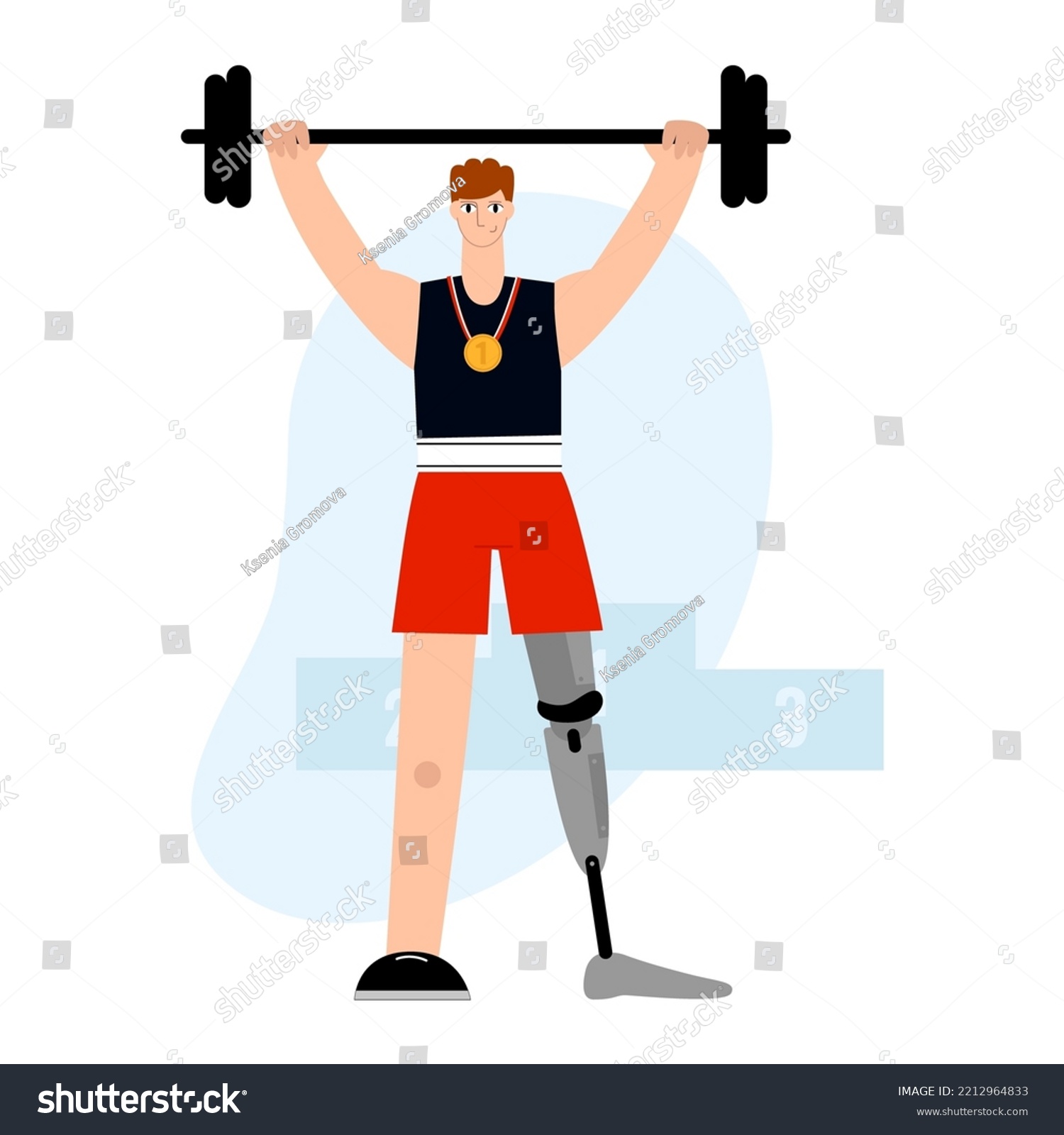 Weightlifter Prosthetic Leg Lifts Barbell Athlete Stock Vector (Royalty ...