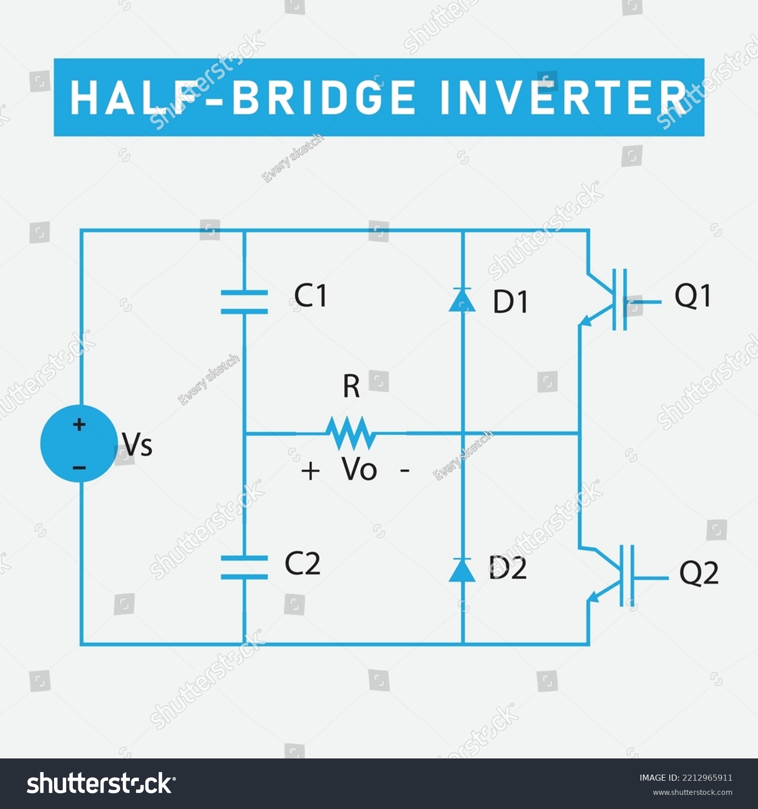 Schematic Diagram Half Bridge Inverter Stock Vector (Royalty Free ...