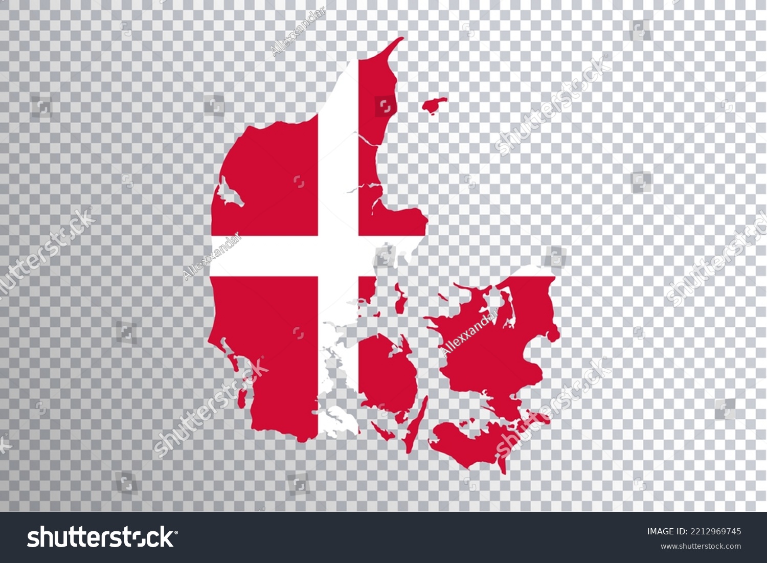 Denmark Flag On Map Transparent Background Stock Illustration ...