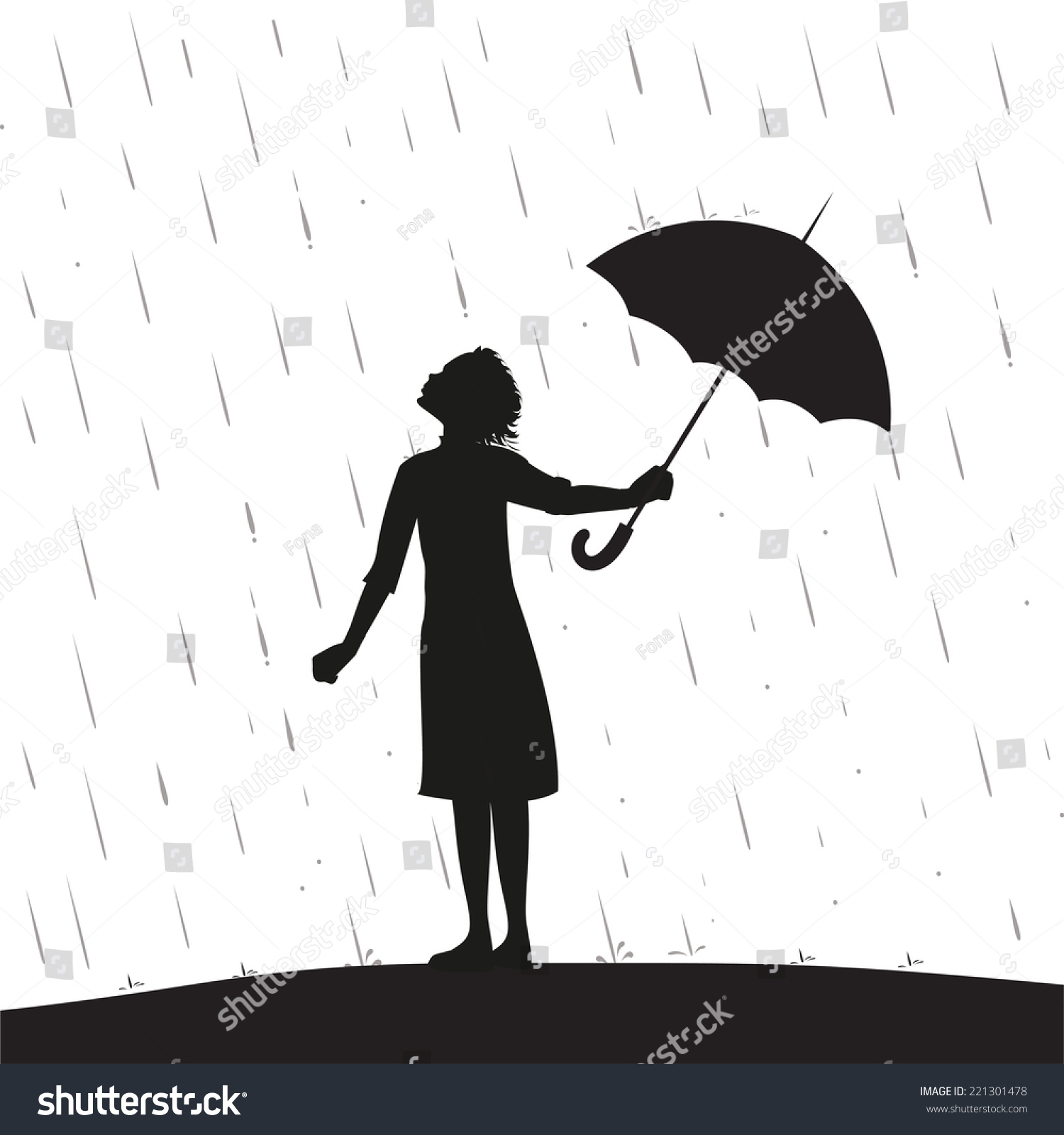 Девочка с зонтом черная