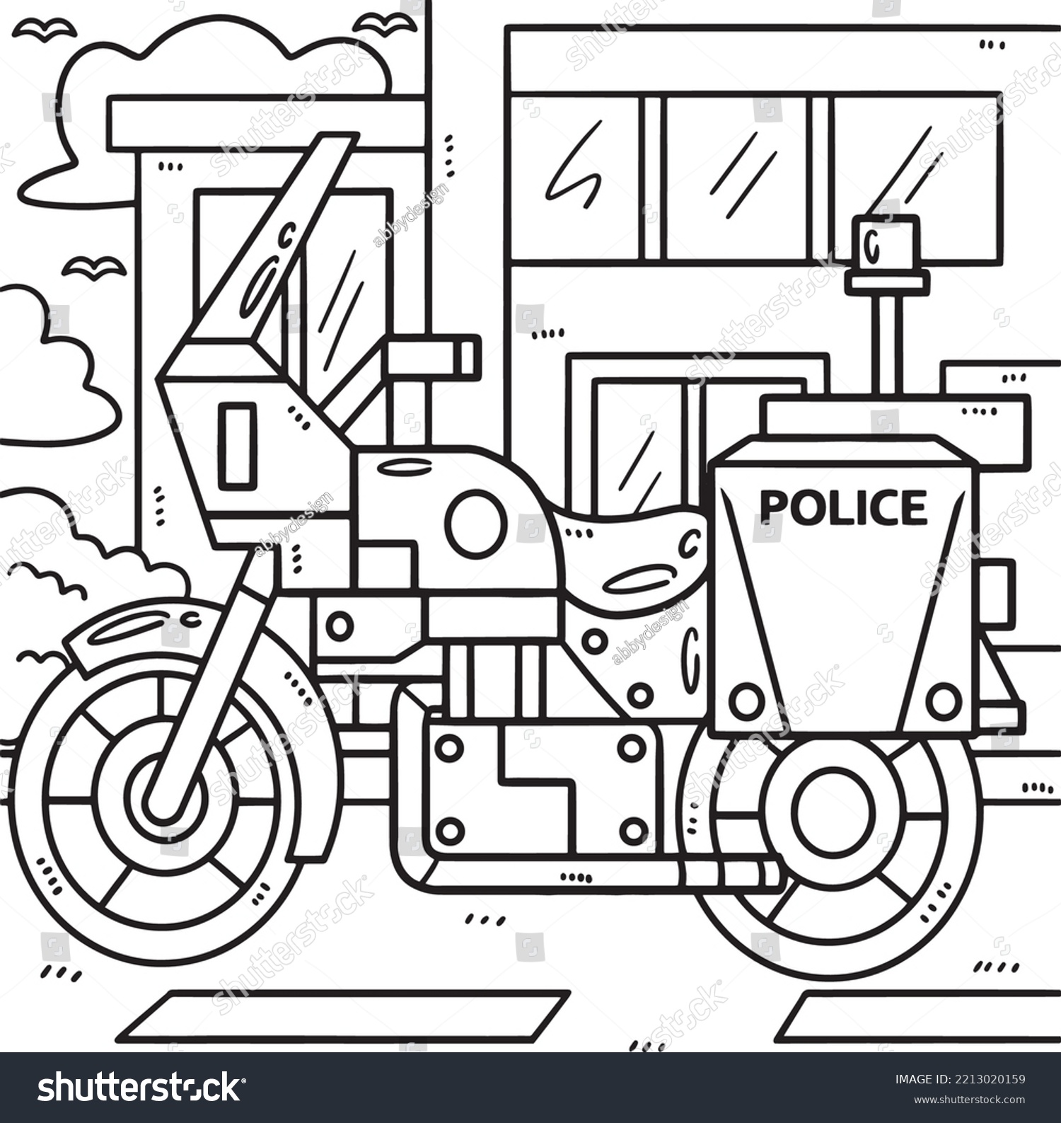 Police Motorcycle Coloring Page Kids Stock Vector (Royalty Free ...