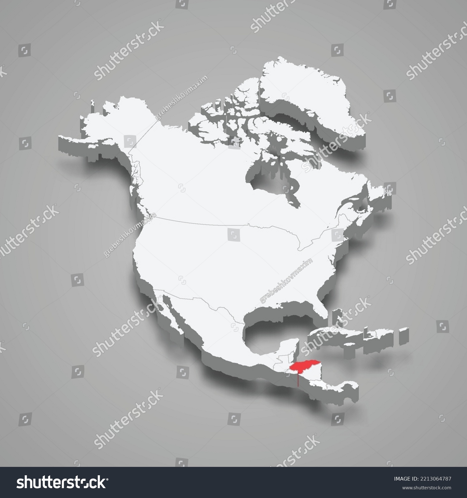 Stock Vector Honduras Country Location Within North America D Isometric Map 2213064787 