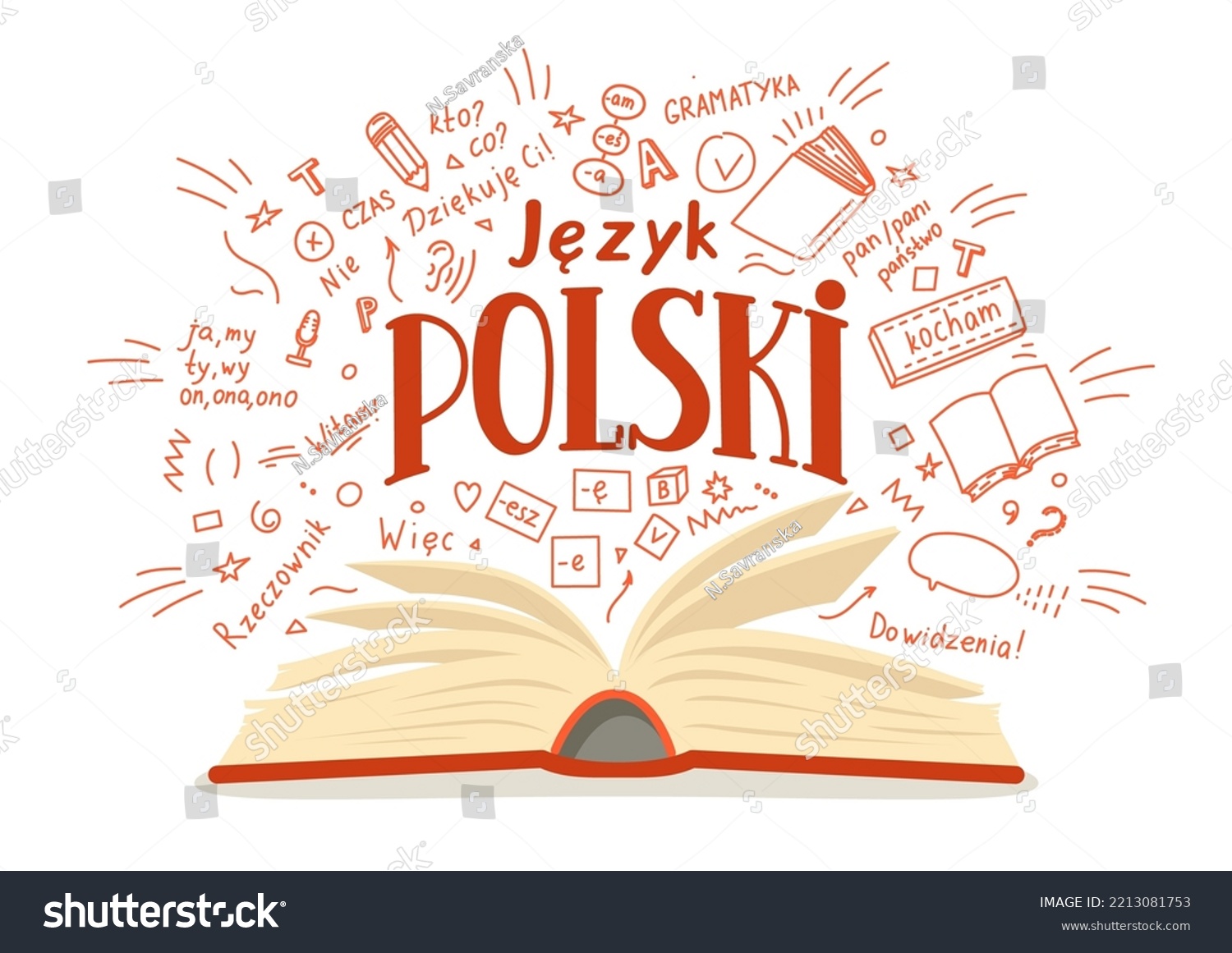 Jezyk Polski Translation Polish Language Thank Stock Vector (Royalty ...