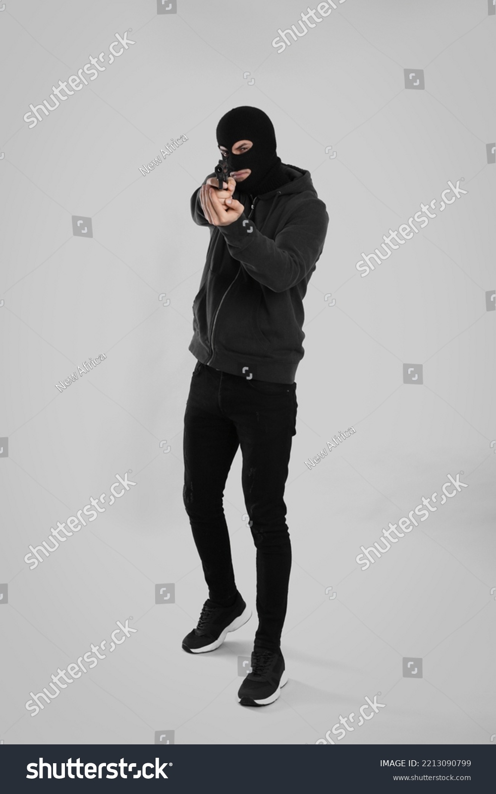 Man Wearing Black Balaclava Gun On Stock Photo 2213090799 | Shutterstock