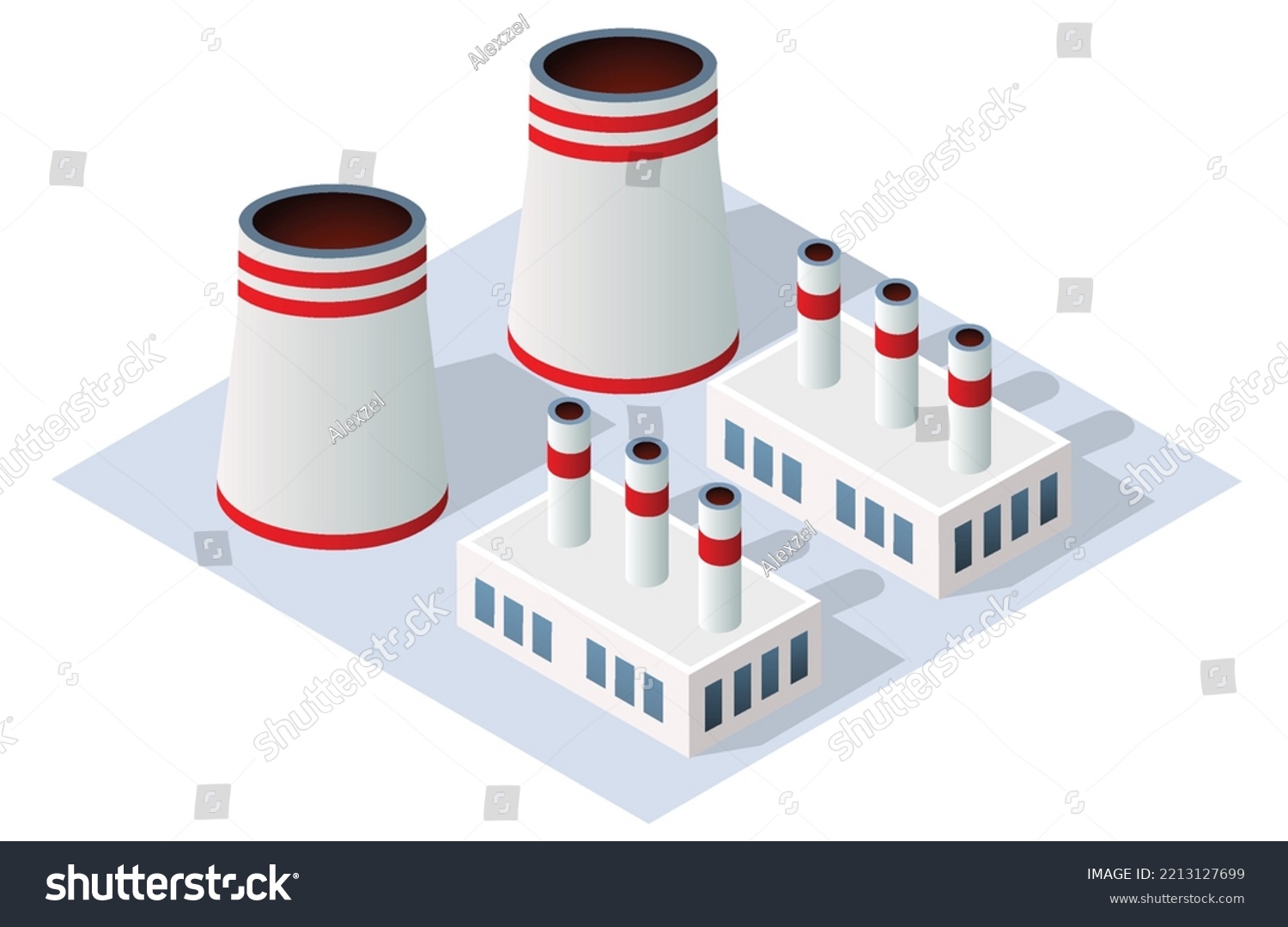 Landscape Industrial Objects Plant Factories Parking Stock Vector