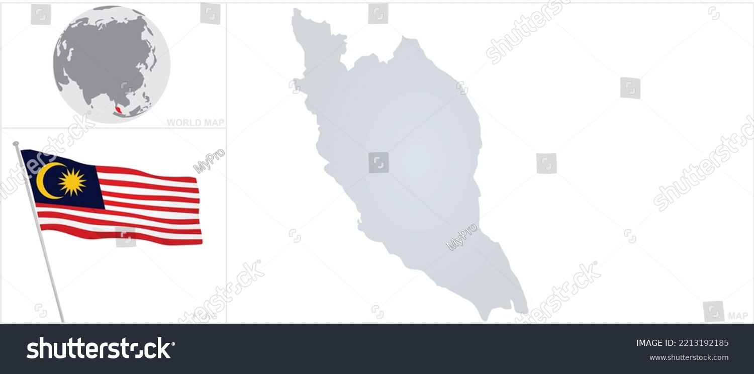 Malaysia Map Flag Vector Stock Vector (Royalty Free) 2213192185 ...