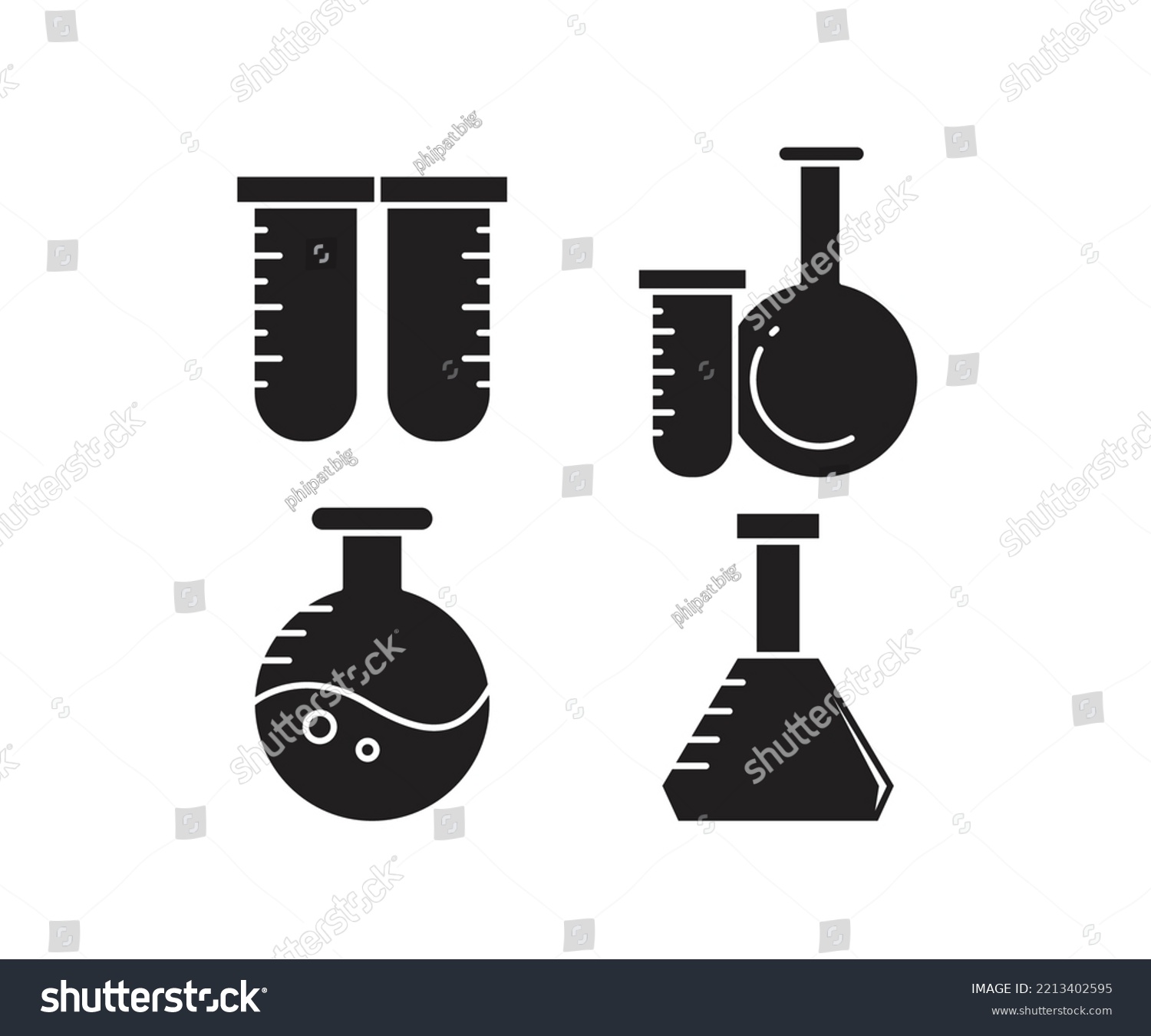 Erlenmeyer Flask Test Tube Icons Set Stock Vector (Royalty Free ...