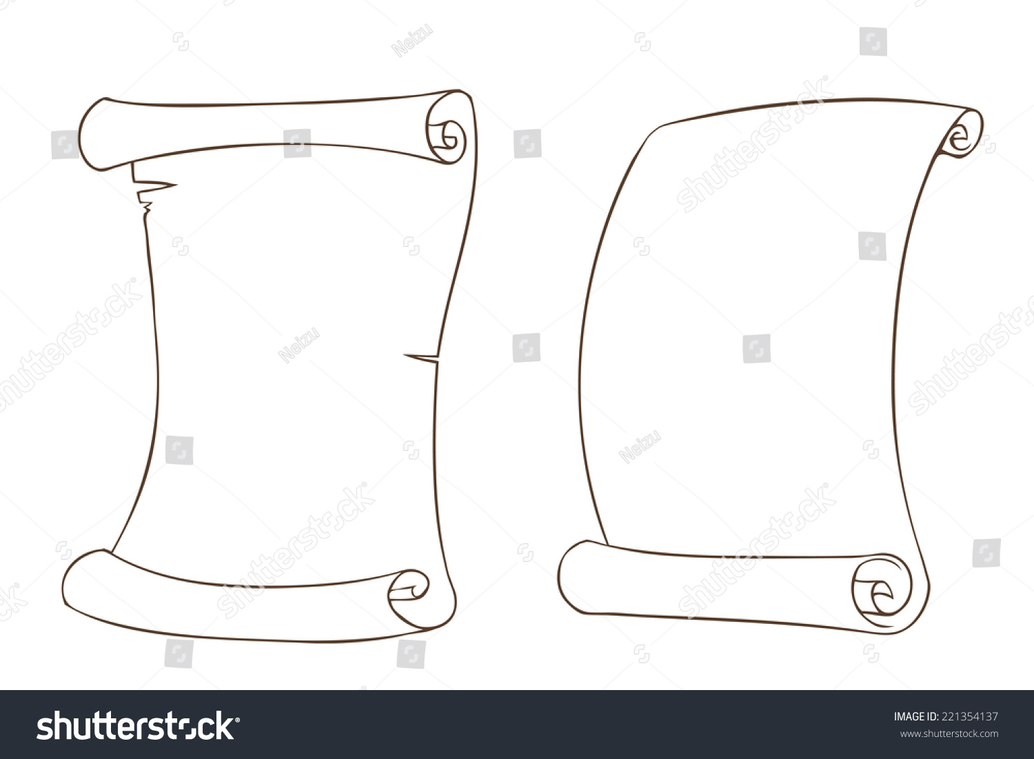 Outline Old Parchment Scrolls Stock Vector (Royalty Free) 221354137 ...