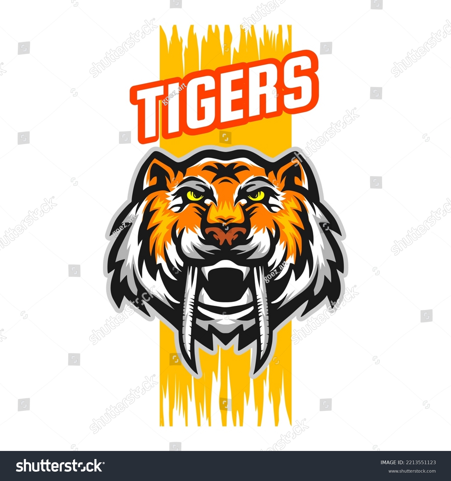 Sabertooth Tiger Head Mascot Logo Cartoon Stock Vector (Royalty Free ...