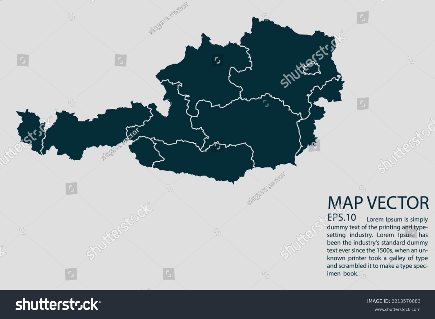 Austria Map High Detailed On White Stock Vector (Royalty Free ...