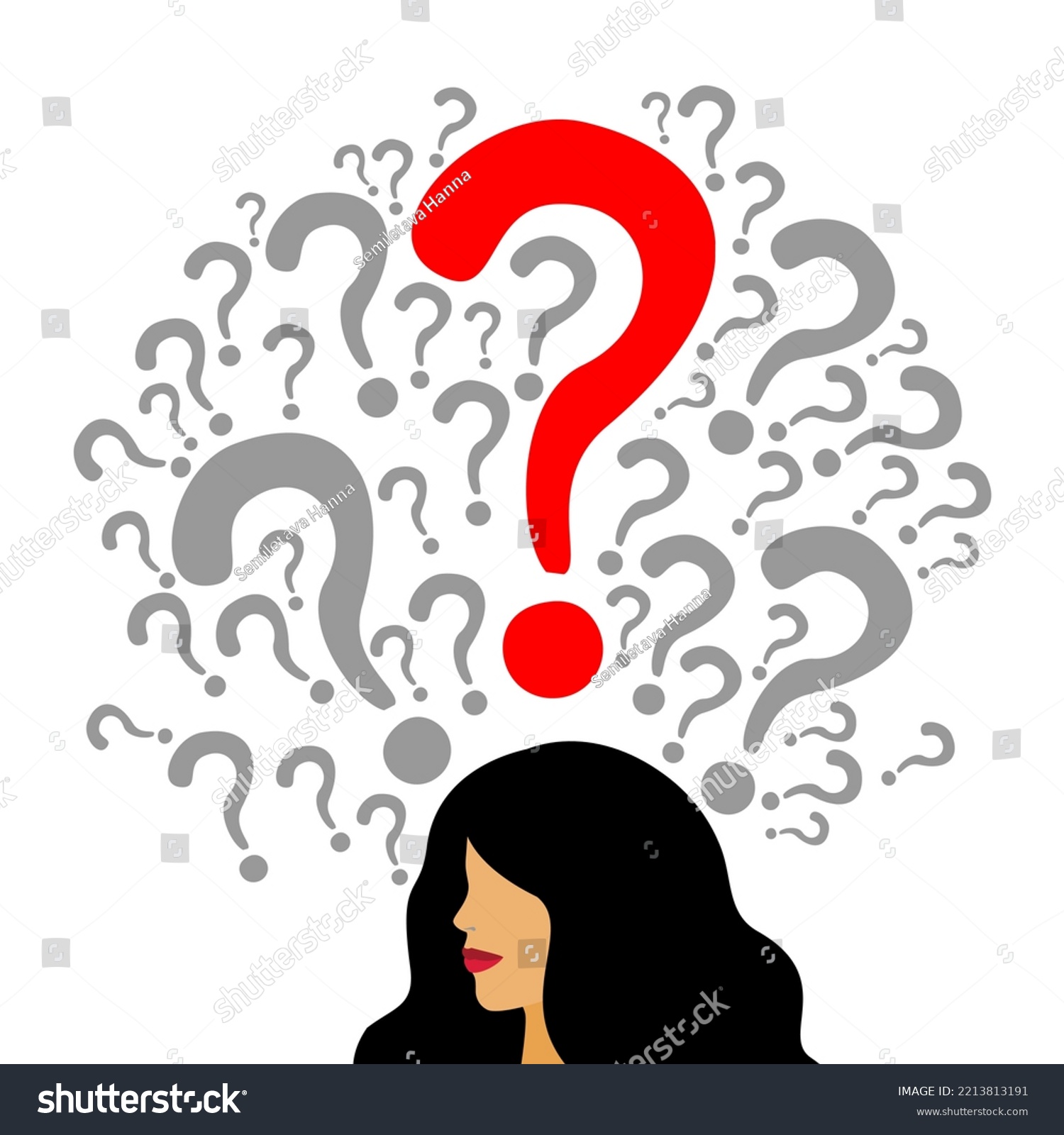 Thinking Girl Beautiful Face Doubts Problems Stock Vector Royalty Free 2213813191 Shutterstock 9560