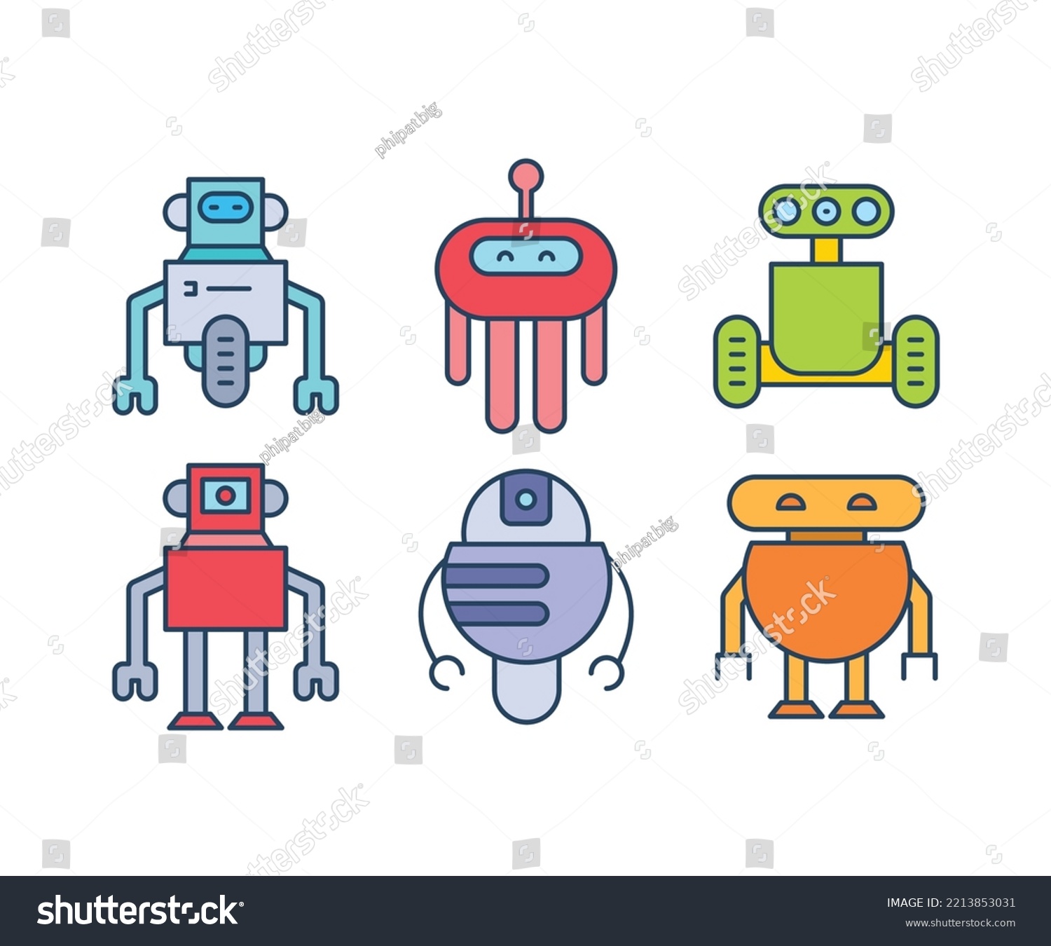 Cartoon Robot Characters Set Illustration Stock Vector (Royalty Free ...