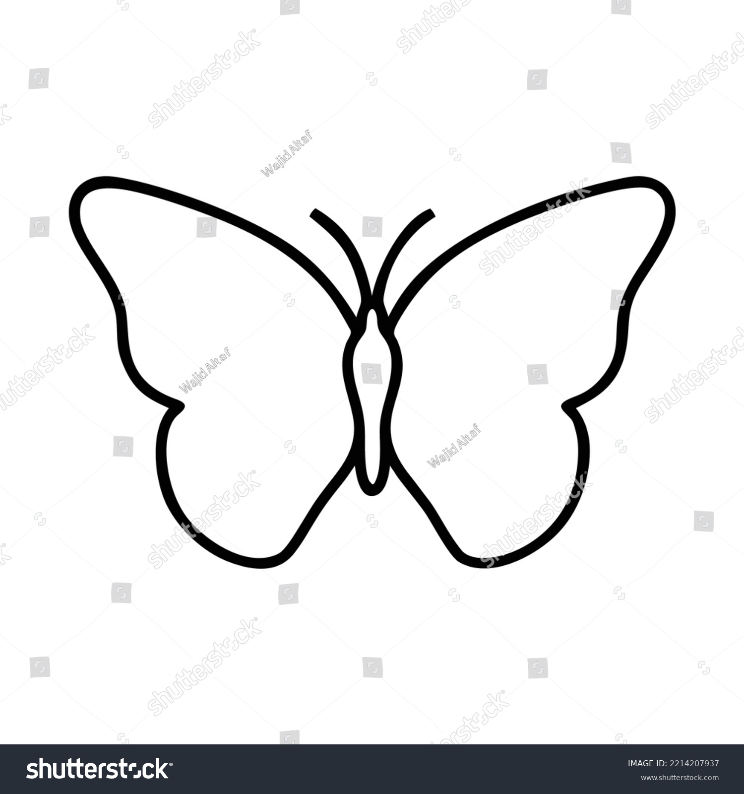 Butterfly Outline Clipart Black White Stock Vector (Royalty Free