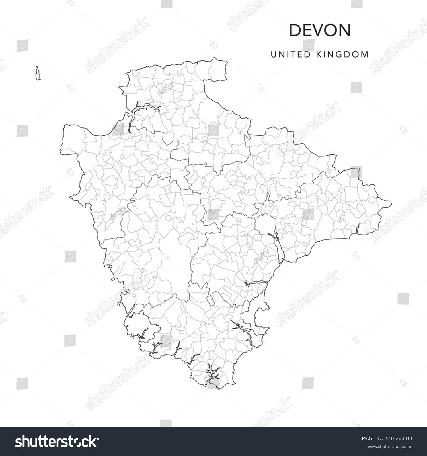 Administrative Map Devon Counties Districts Civil Stock Vector Royalty   Stock Vector Administrative Map Of Devon With Counties Districts And Civil Parishes As Of United Kingdom 2214280911 