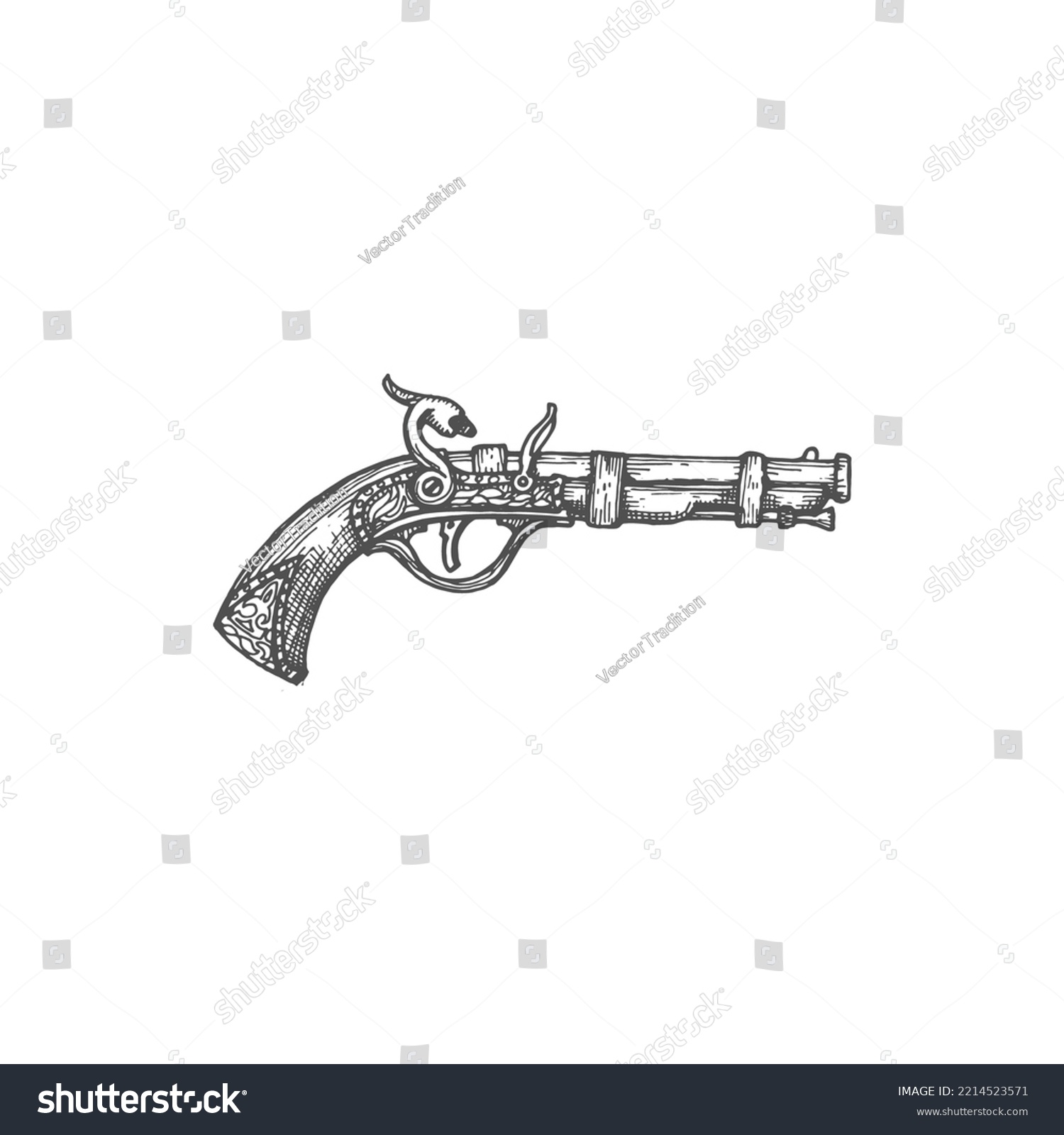 Medieval Firearm Antique Shotgun Isolated Firelock Stock Vector ...