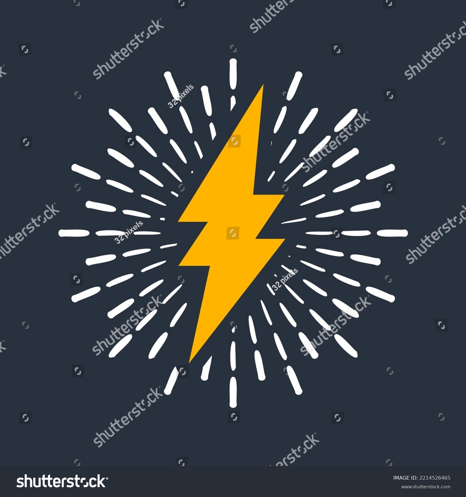 Yellow Vintage Lightning Bolt Sun Rays Stock Vector (Royalty Free ...