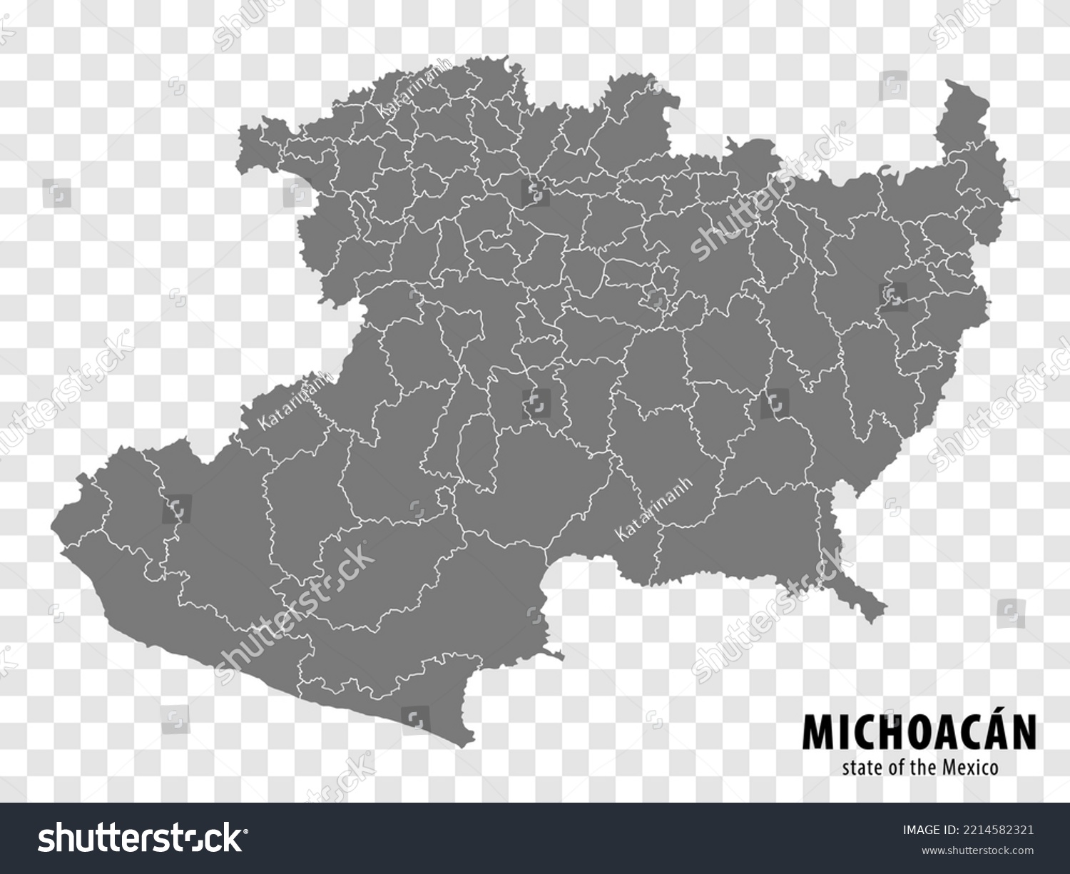 State Michoacan Mexico Map On Transparent Stock Vector (Royalty Free ...