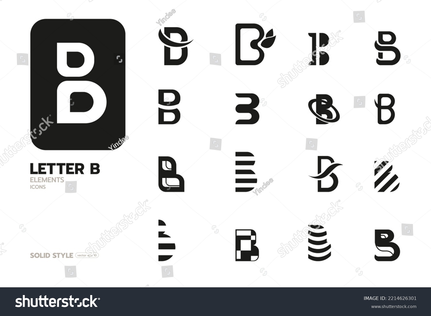 Set Letter B Logo Elements Solid Stock Vector (Royalty Free) 2214626301 ...